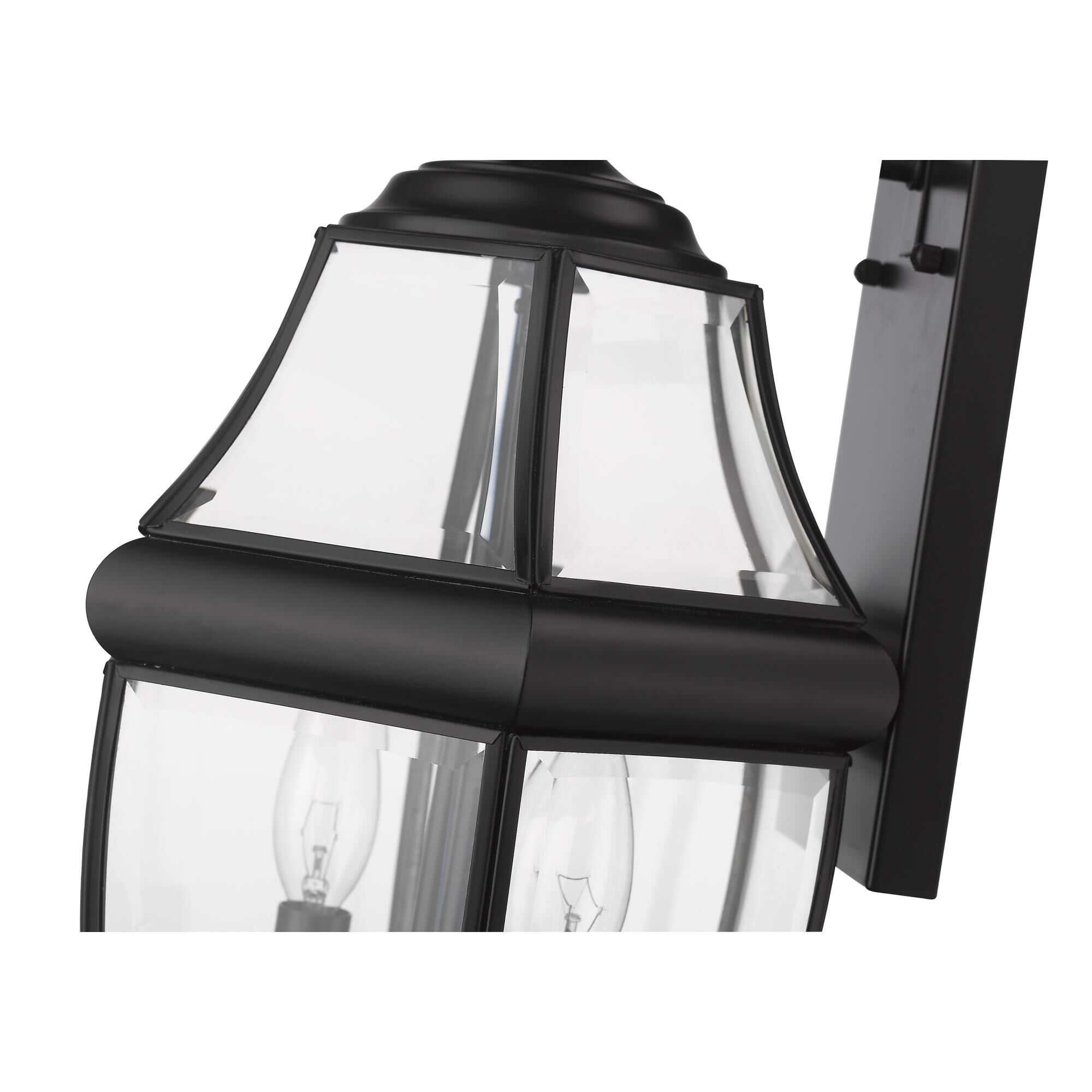 Shown in Black finish and Glass shade