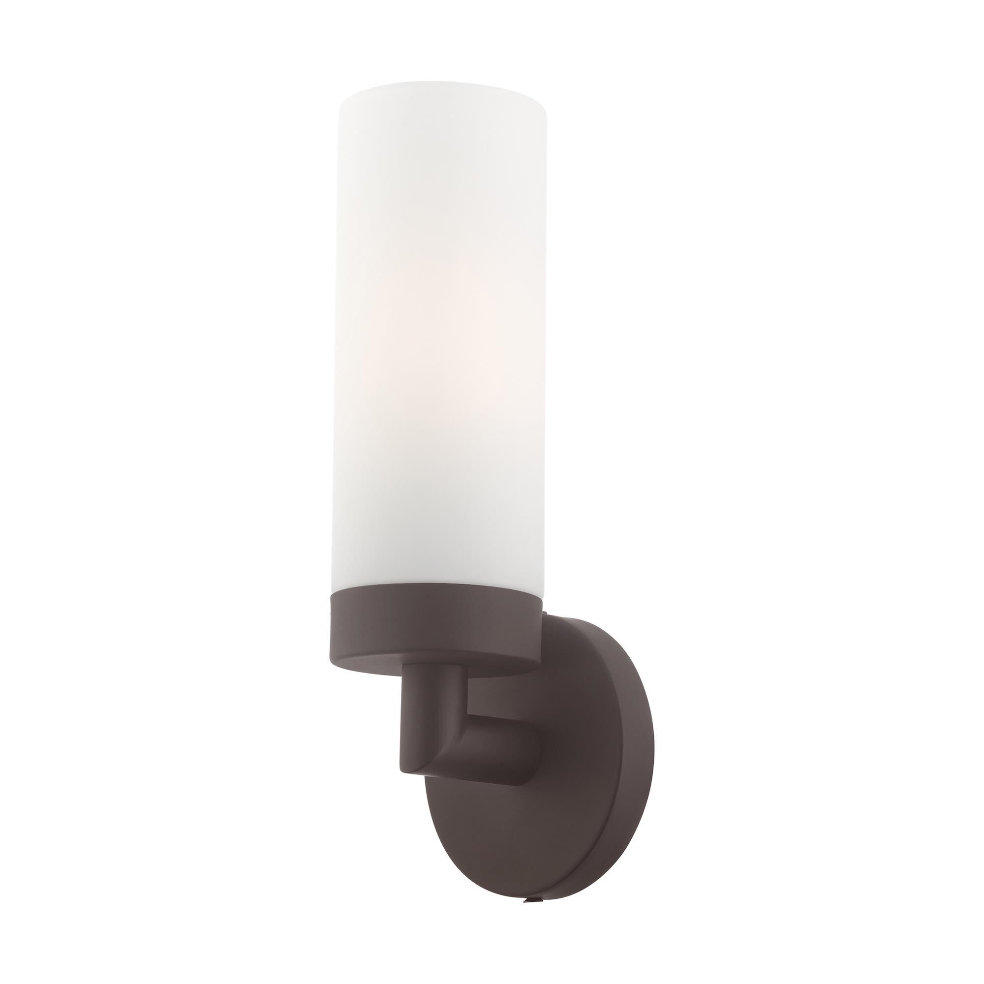 Shown in Bronze finish and Hand Blown Satin Opal White glass