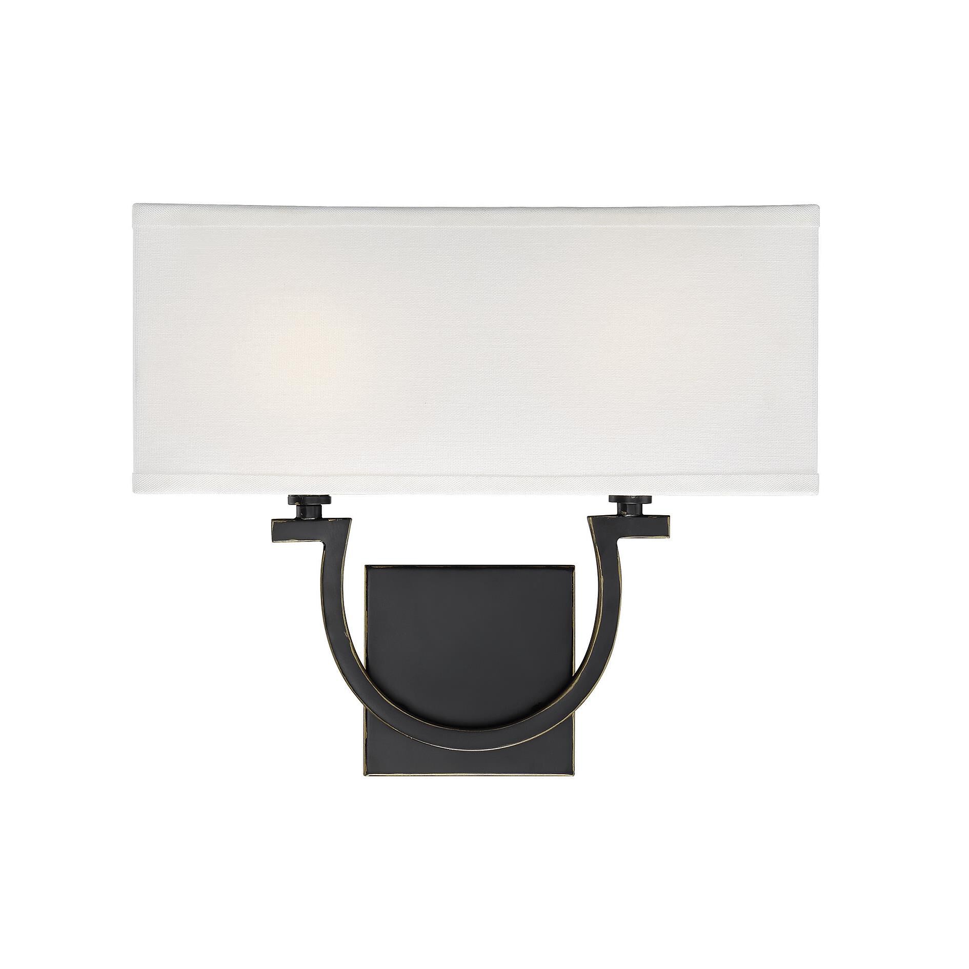 Shown in 
Classic Bronze finish and White Linen shade