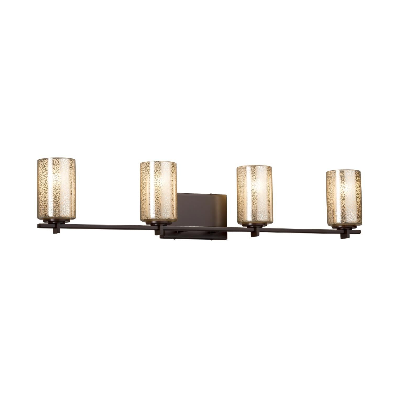 Shown in Dark Bronze finish and Mercury Artisan glass and Cylinder with Flat Rim accent