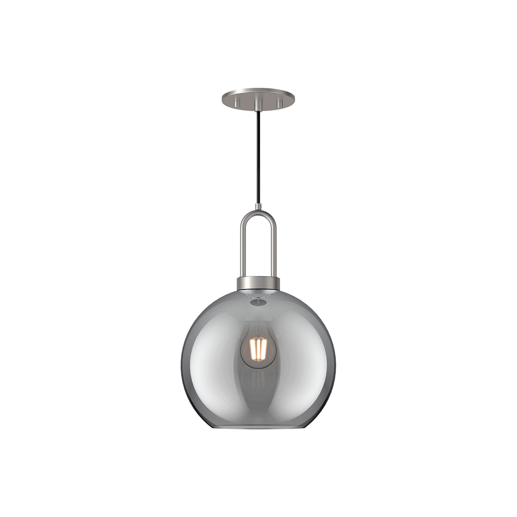 Shown in Brushed Nickel finish and Smoked Solid glass