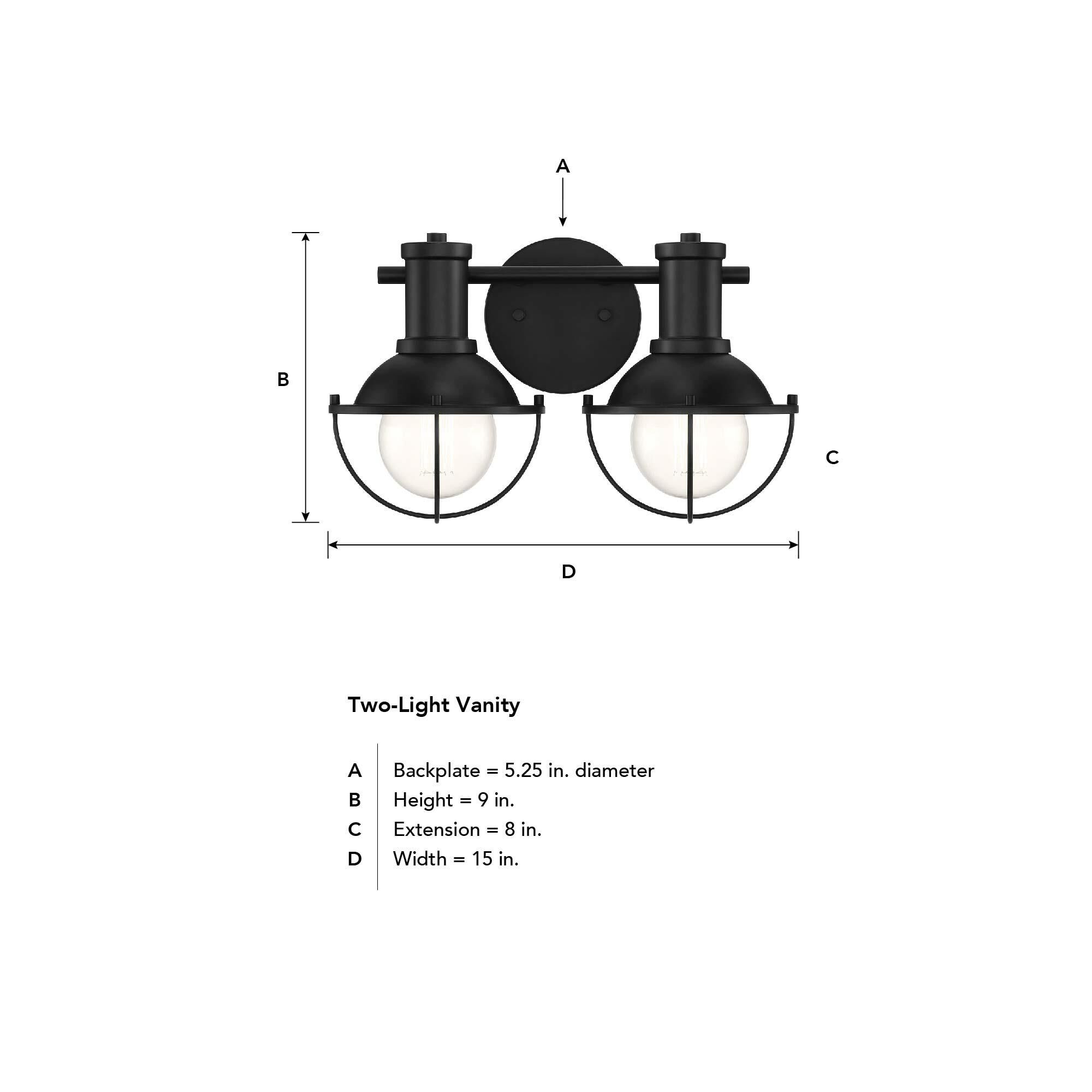 Dalton 15 Inch 2 Light Bath Vanity Light by Designers Fountain