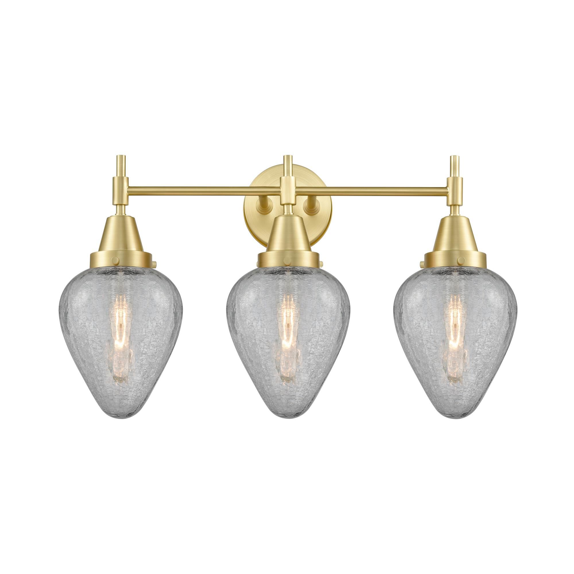 Shown in Satin Brass finish and Matte White Cased Large Cone glass