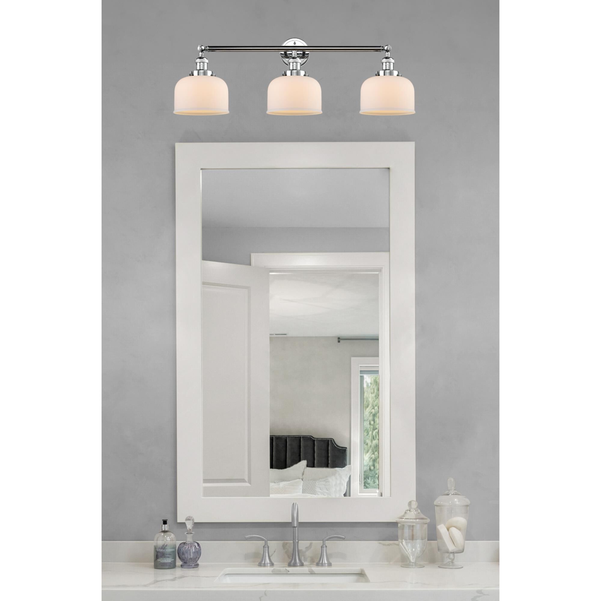 Shown in Polished Chrome finish and Matte White Cased glass