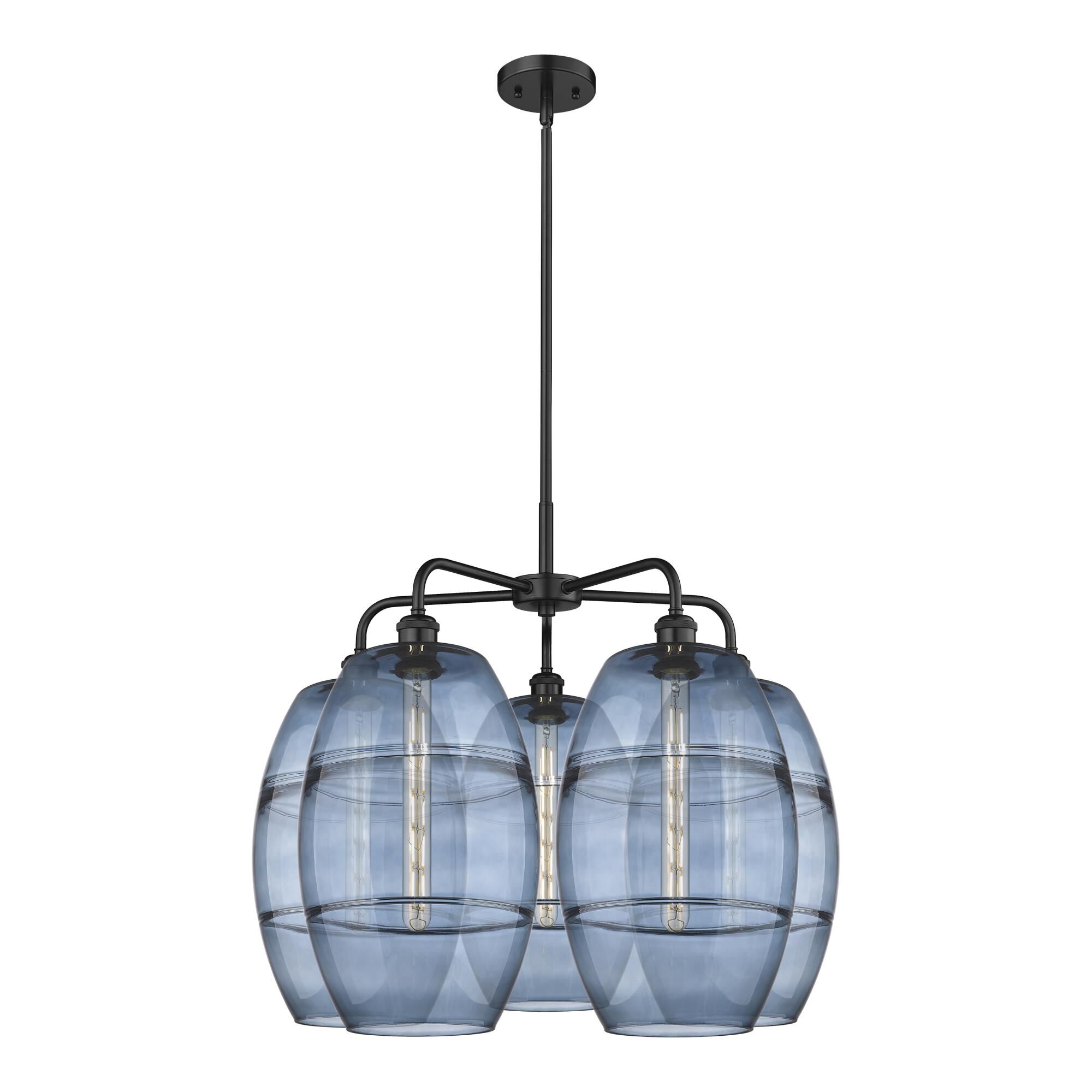 Shown in Matte Black finish and Princess Blue glass