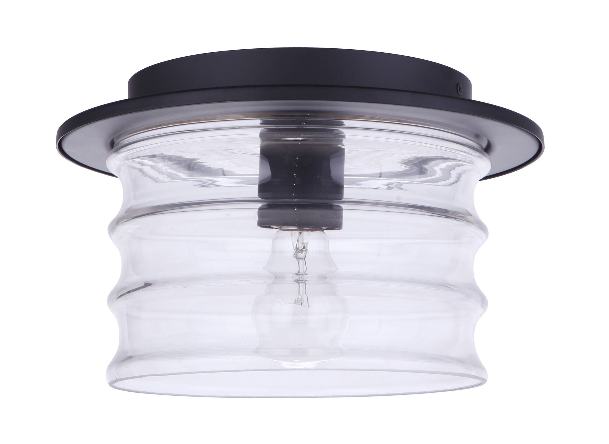 Shown in Midnight finish and Clear glass and Glass shade