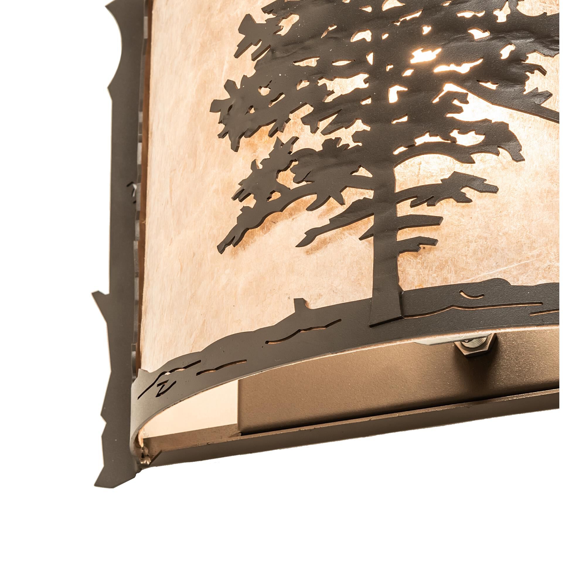 Shown in Wrought Iron finish and Silver Mica glass