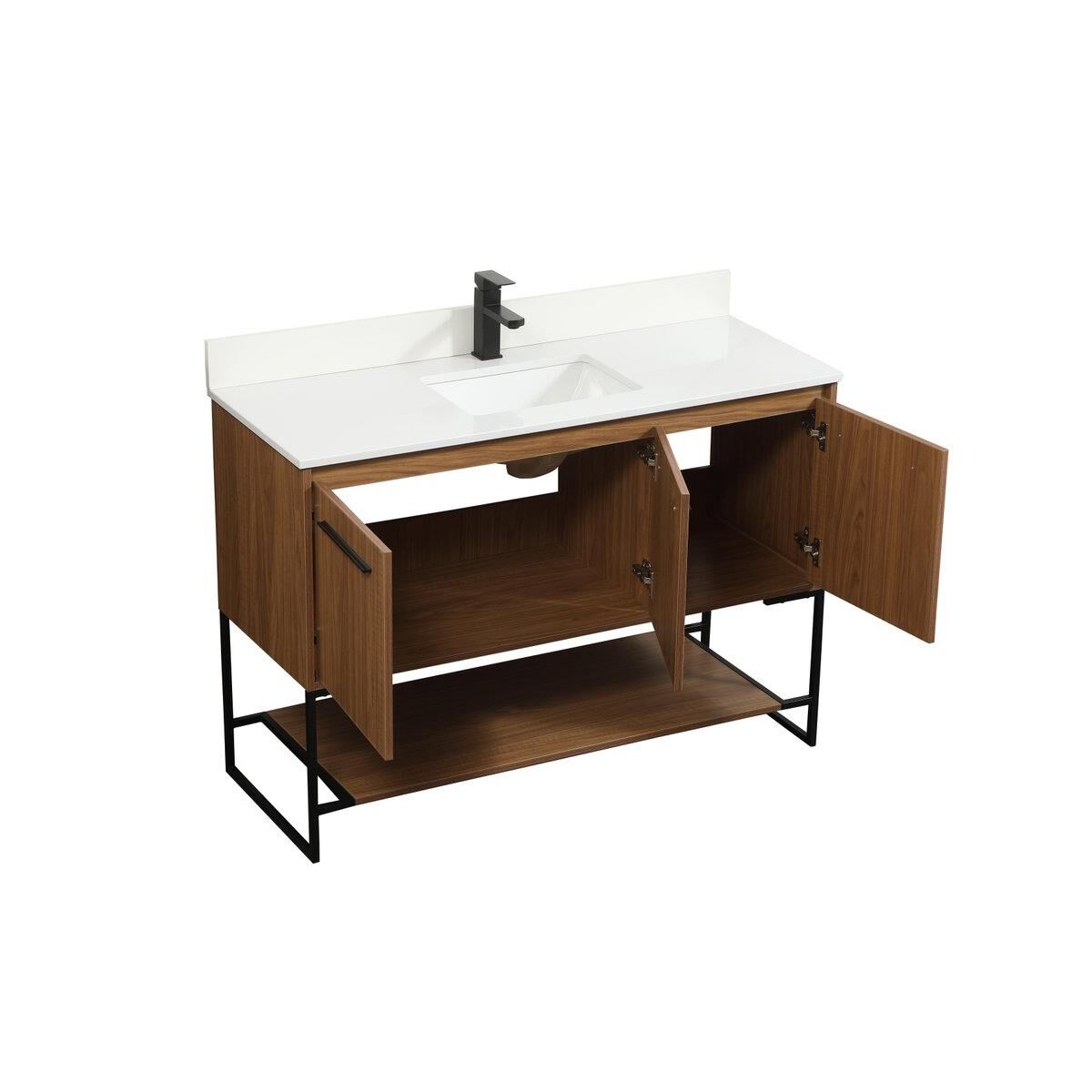 Shown in Walnut Brown finish and With Backsplash accent