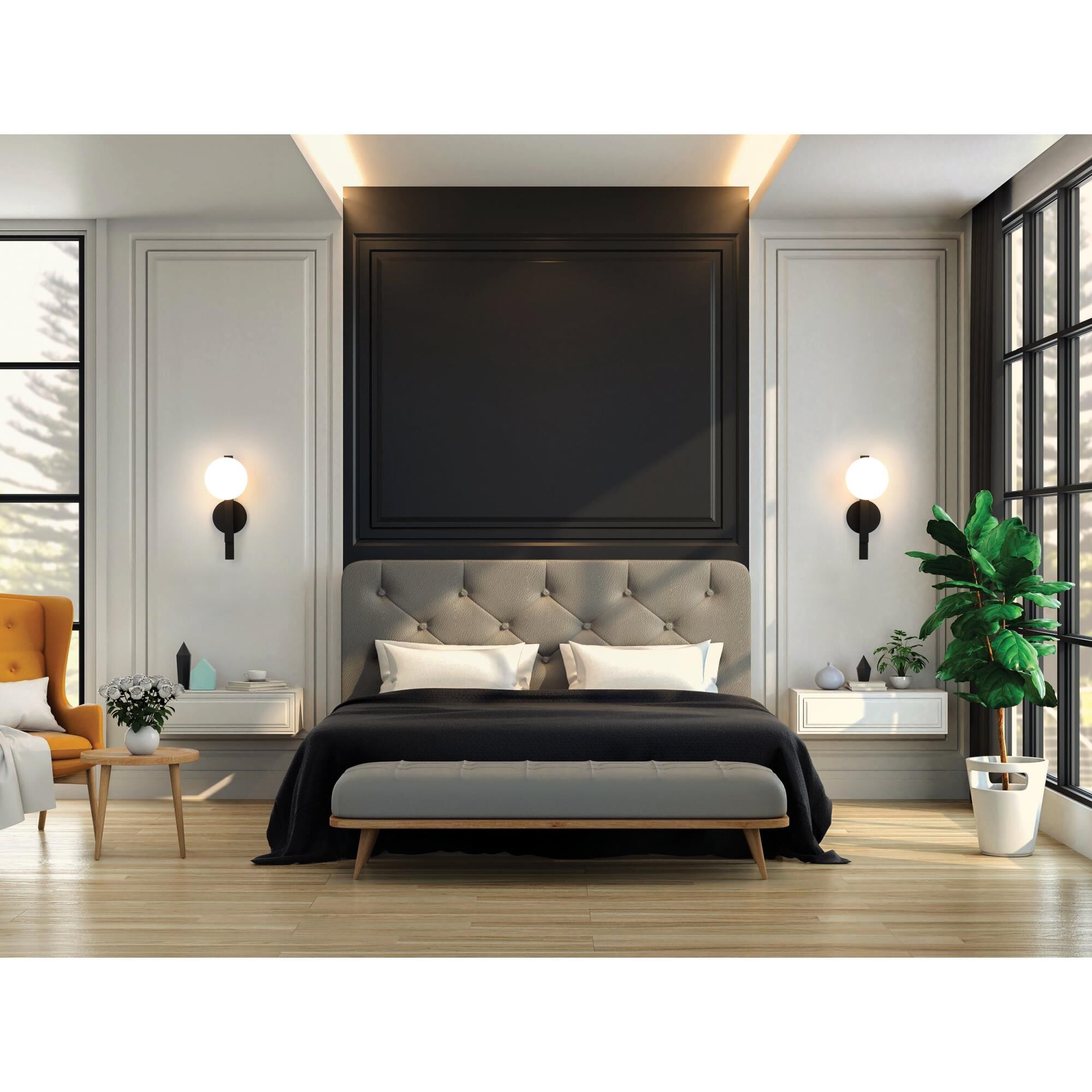 Shown in Matte Black finish and Opal glass