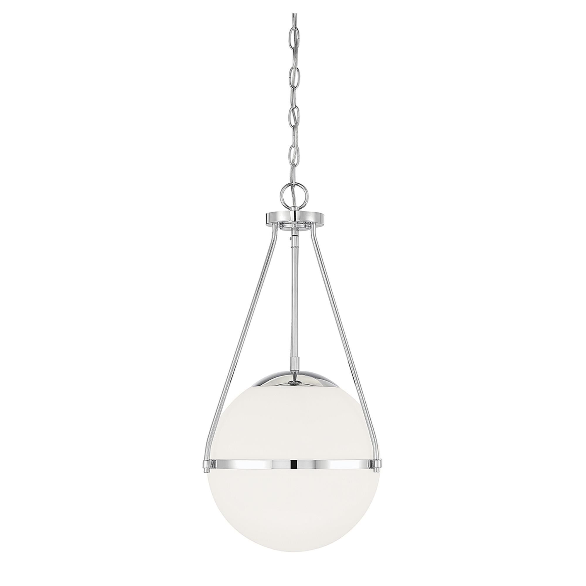Shown in Chrome finish and White Opal glass