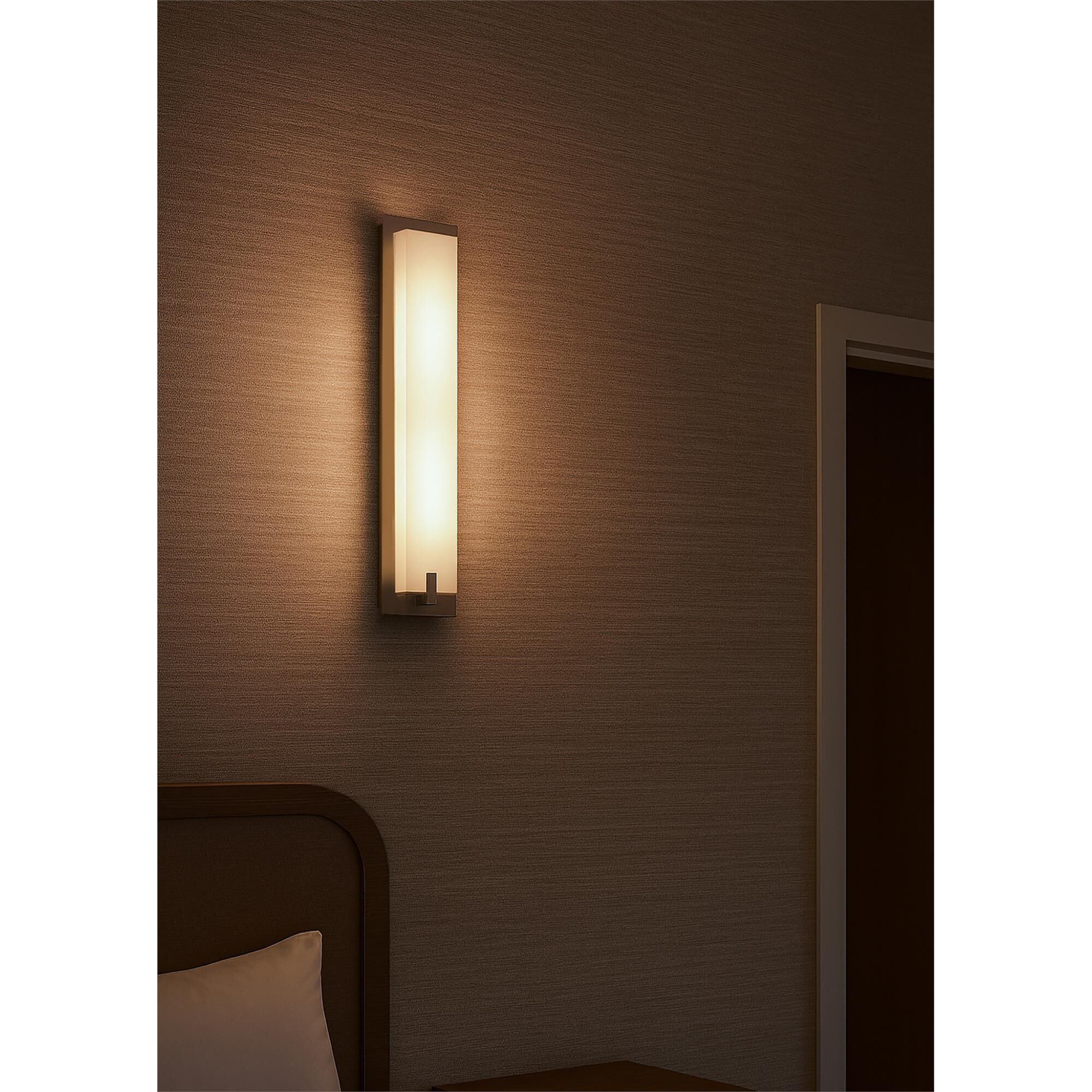 Shown in Satin Nickel finish and White Acrylic glass