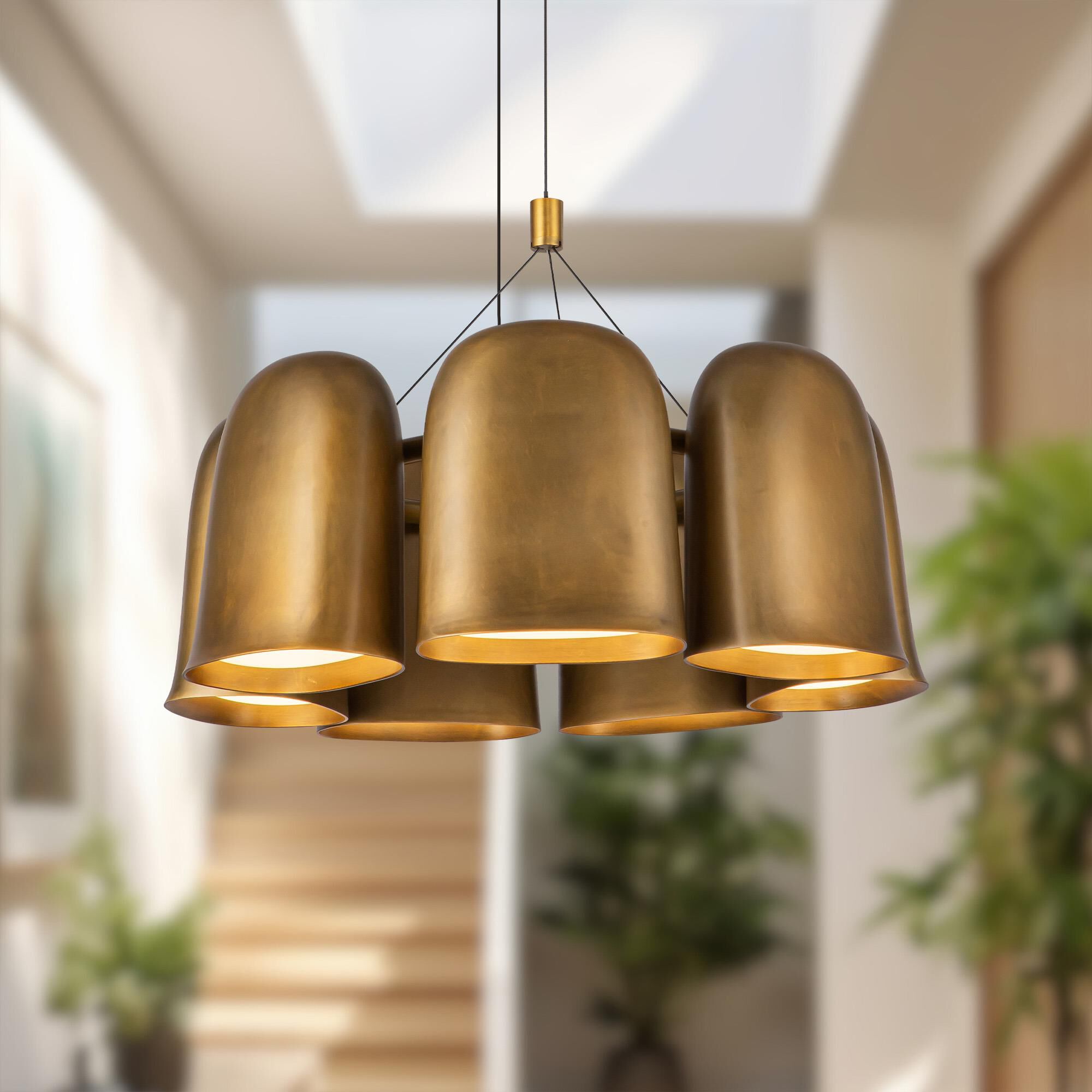 Shown in Vintage Brass finish and Frosted PC Diffuser shade