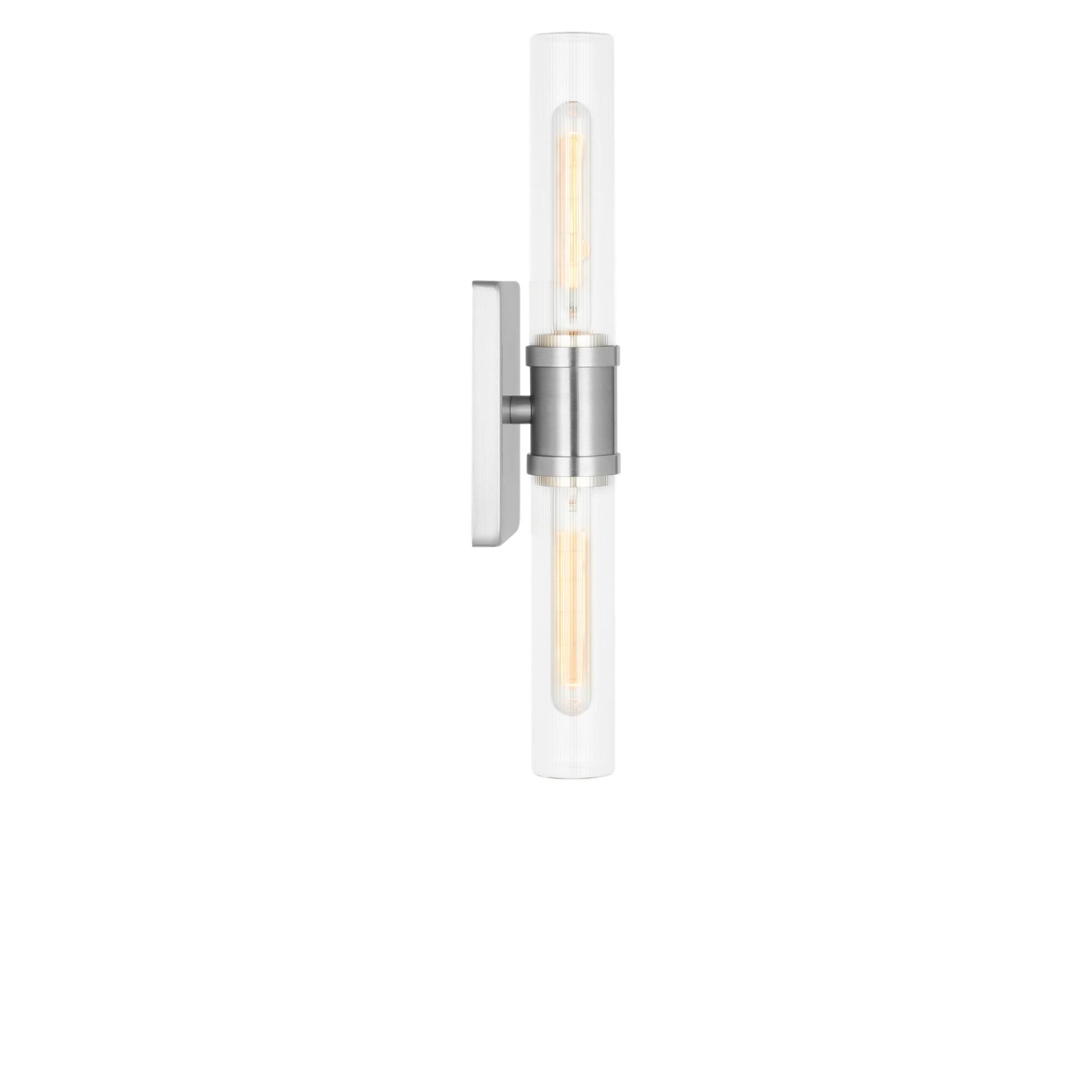 Shown in Brushed Nickel finish and Clear Fluted glass