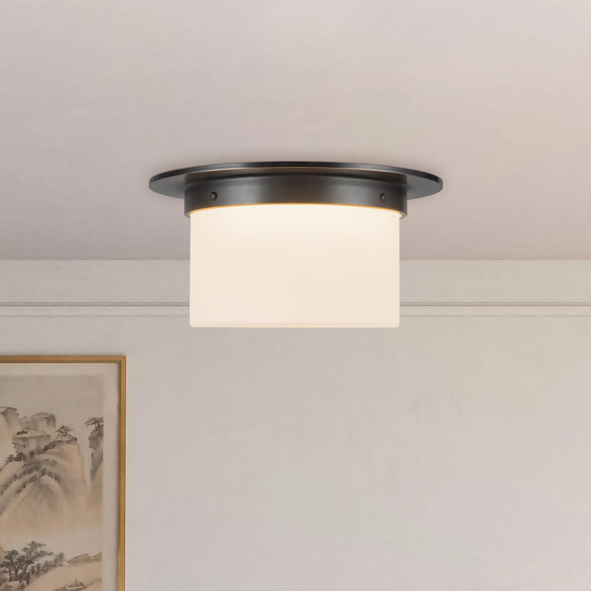 Shown in Urban Bronze finish and Matte Opal glass