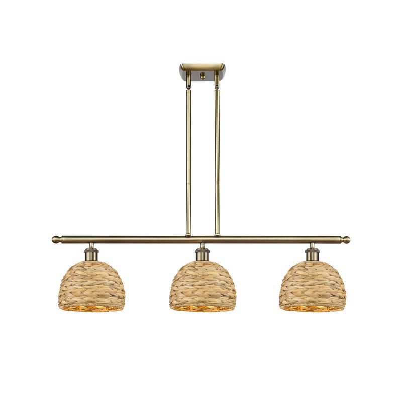 Bruno Marashlian Woven Rattan 36 Inch Linear Suspension Light by Innovations Lighting