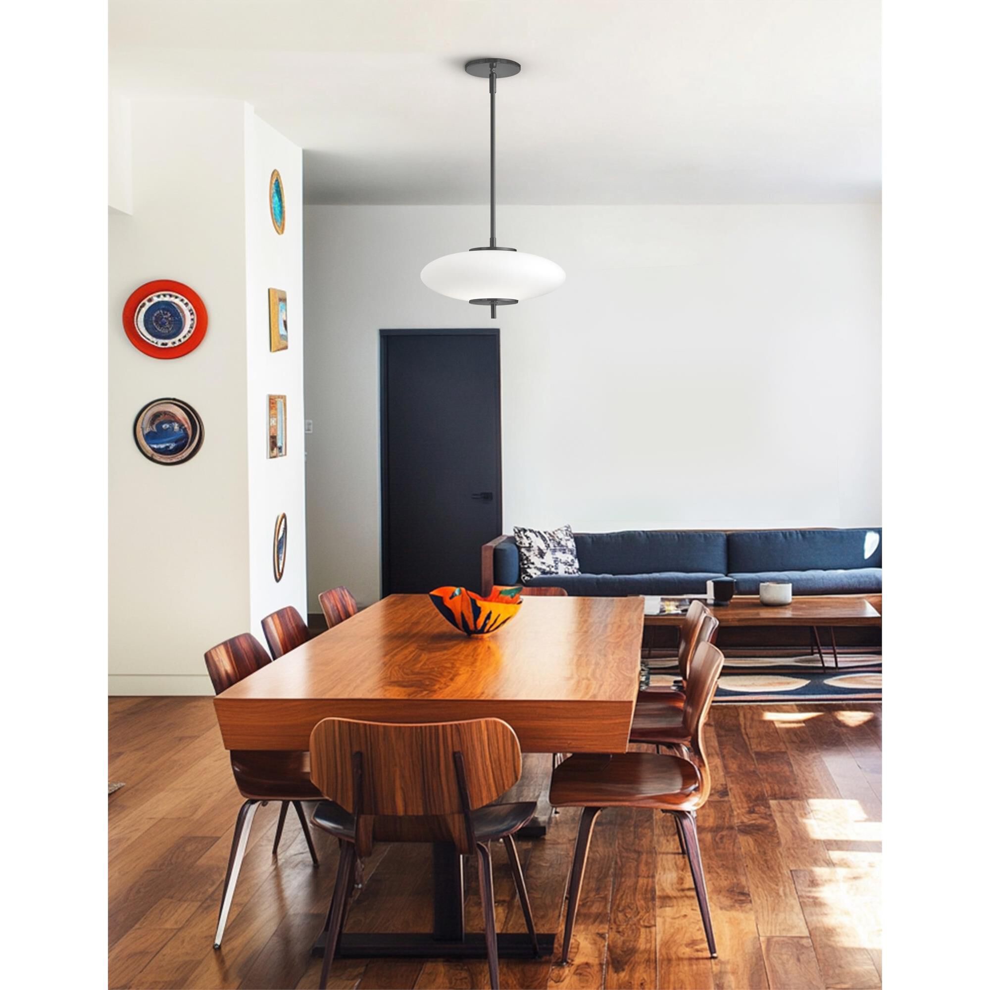 Shown in Matte Black and White finish and White Oval glass