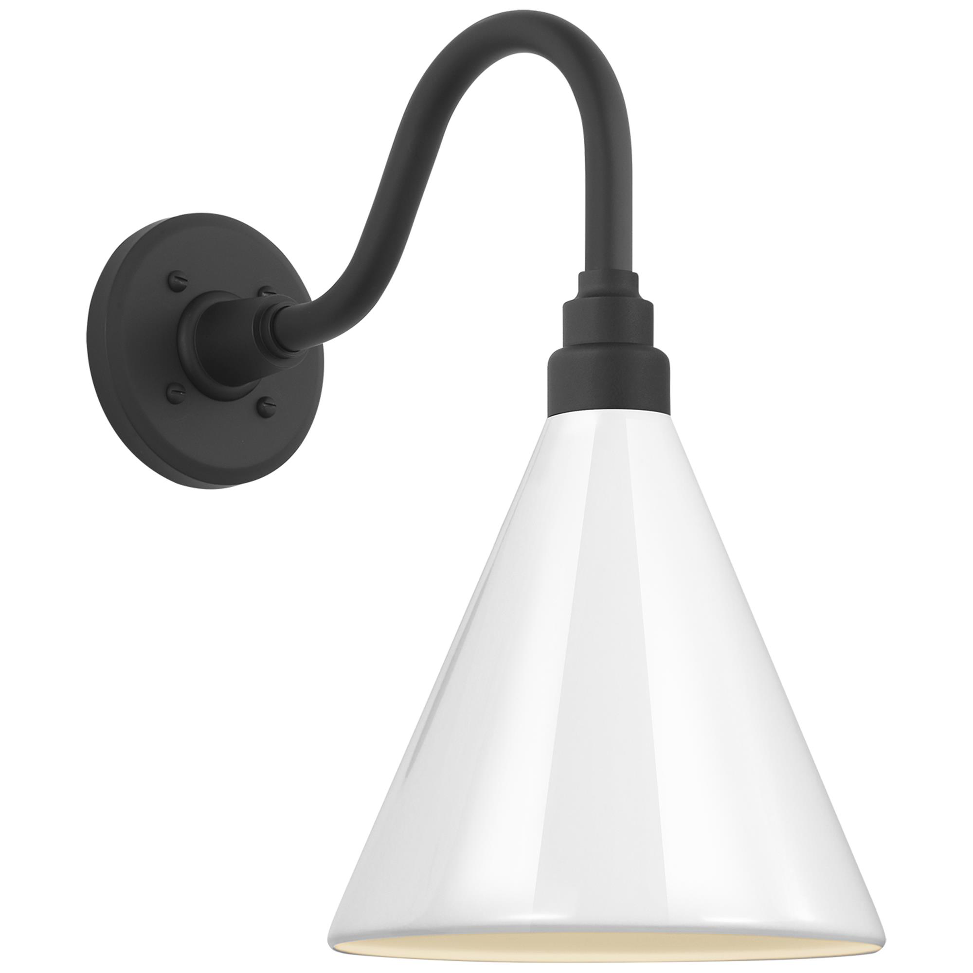 Shown in Matte Black finish and White Conical Savannah shade
