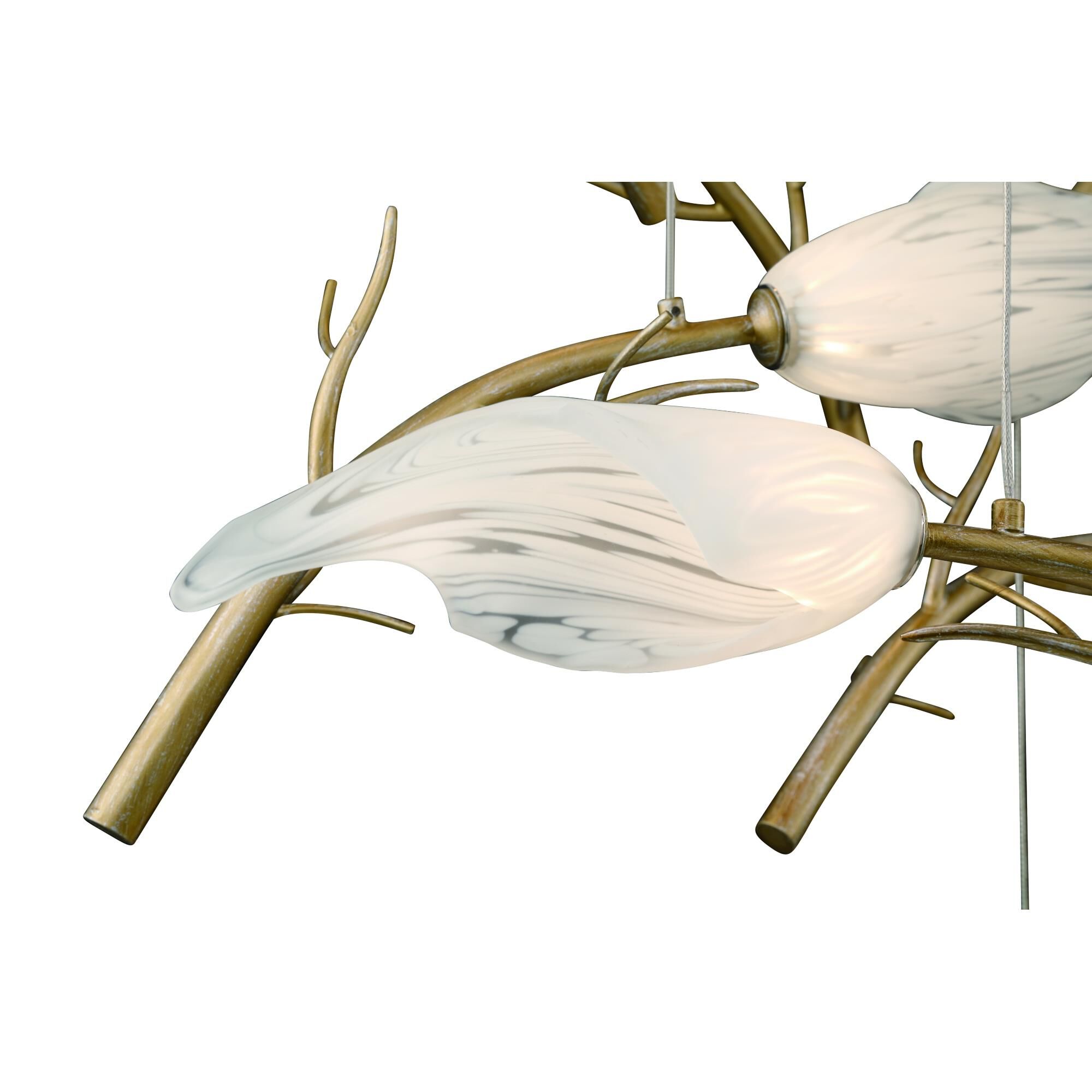 Shown in Gold finish and White  glass