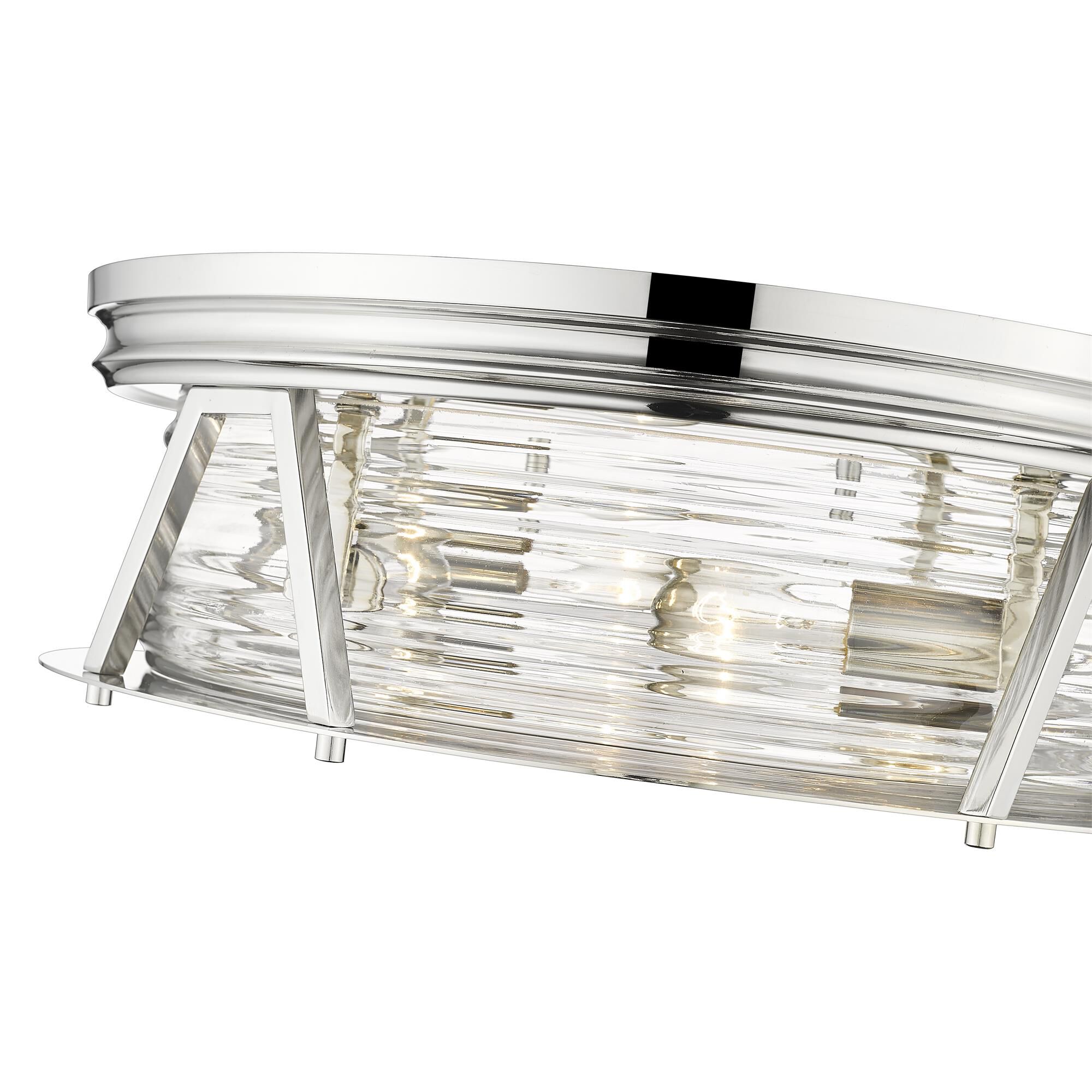 Shown in Polished Nickel finish and Glass shade