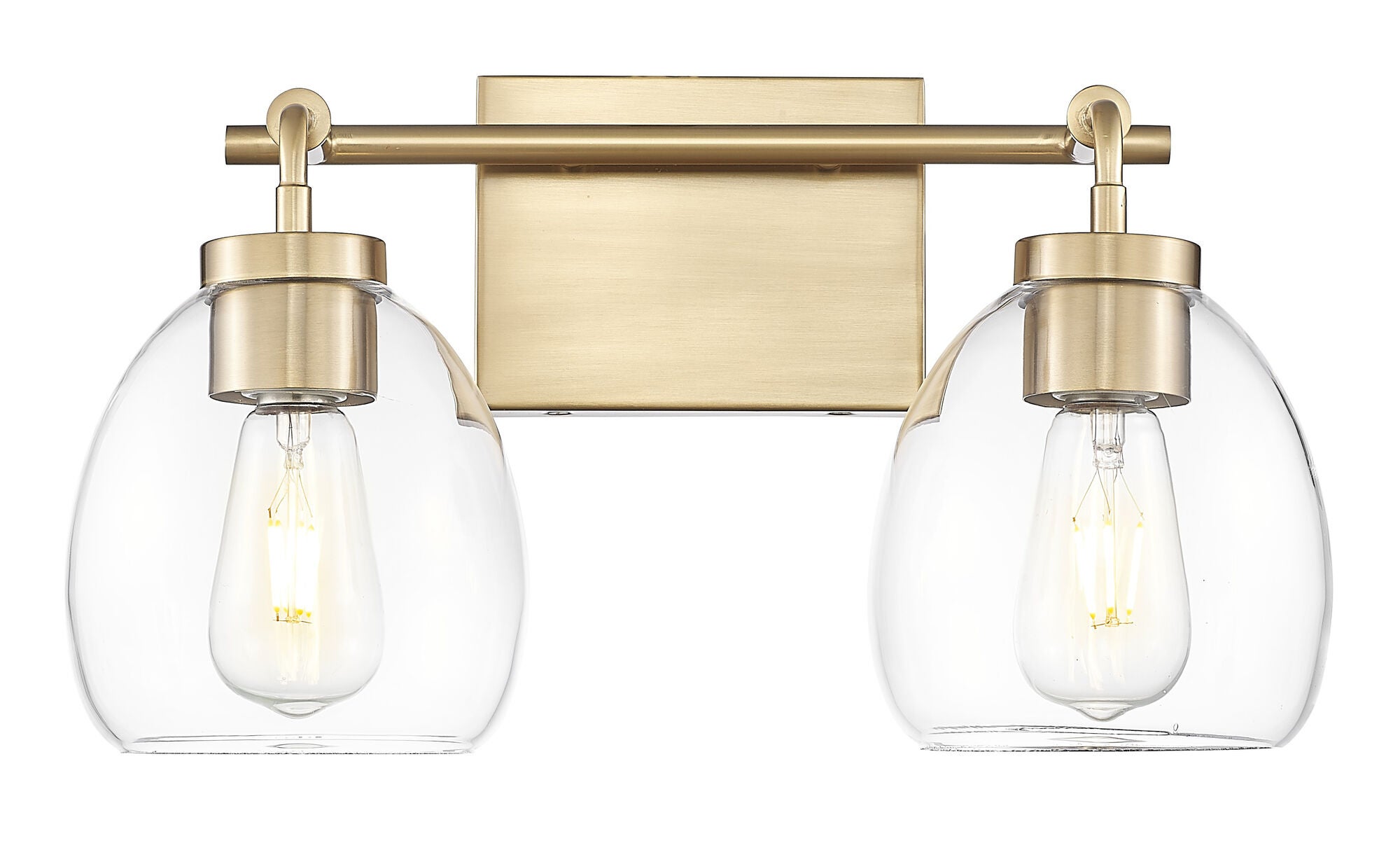 Shown in Brass finish and Clear Glass Globes shade