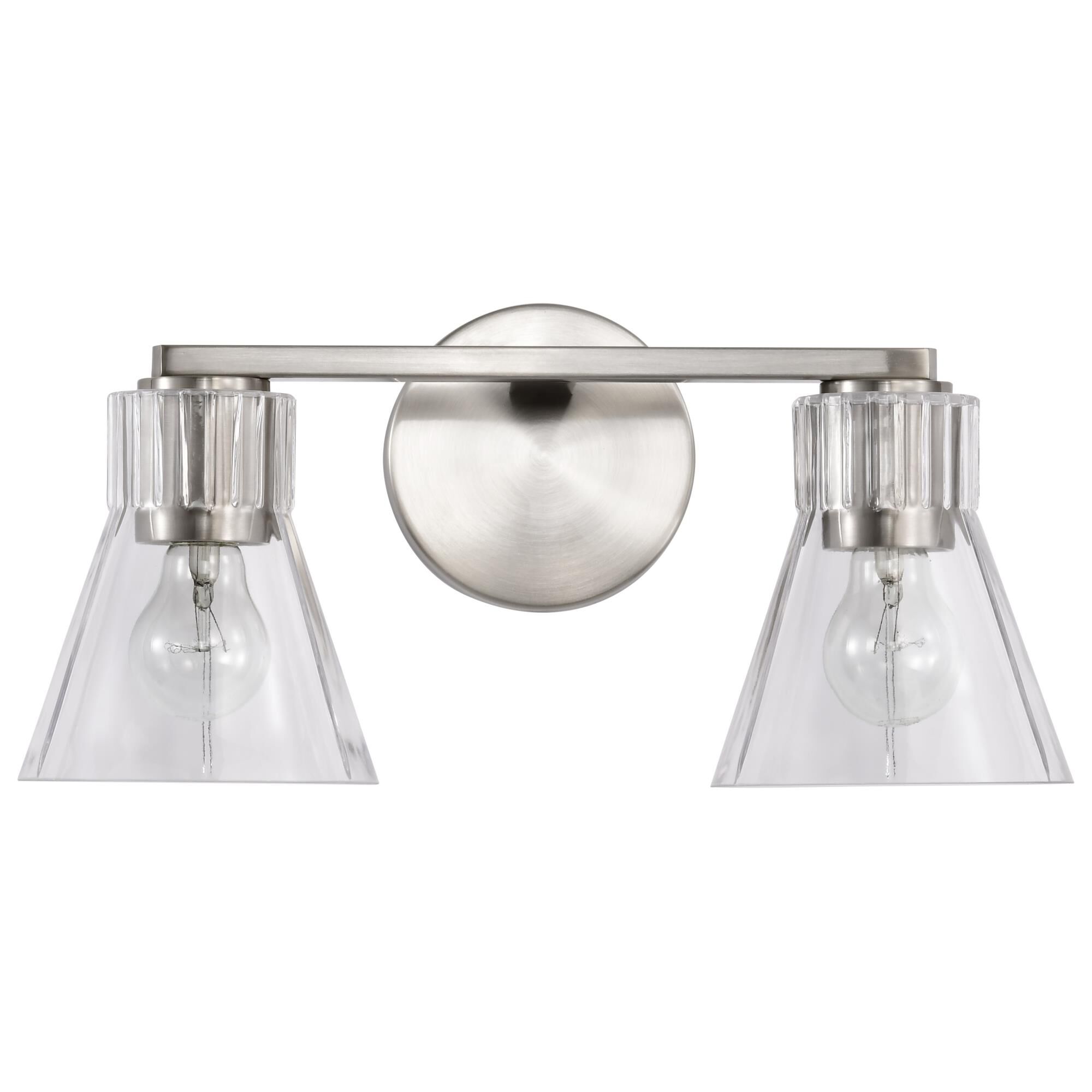 Shown in Brushed Nickel finish and Clear glass