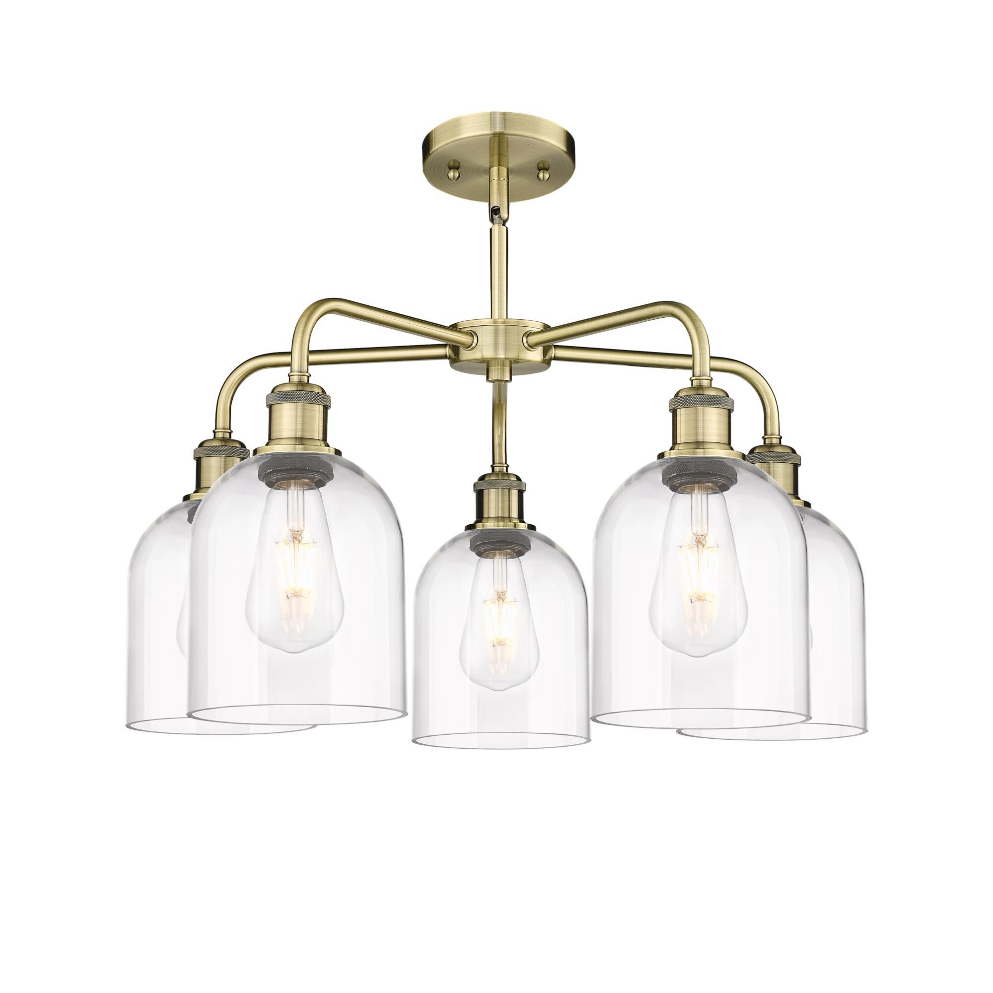 Shown in Antique Brass finish and Clear glass