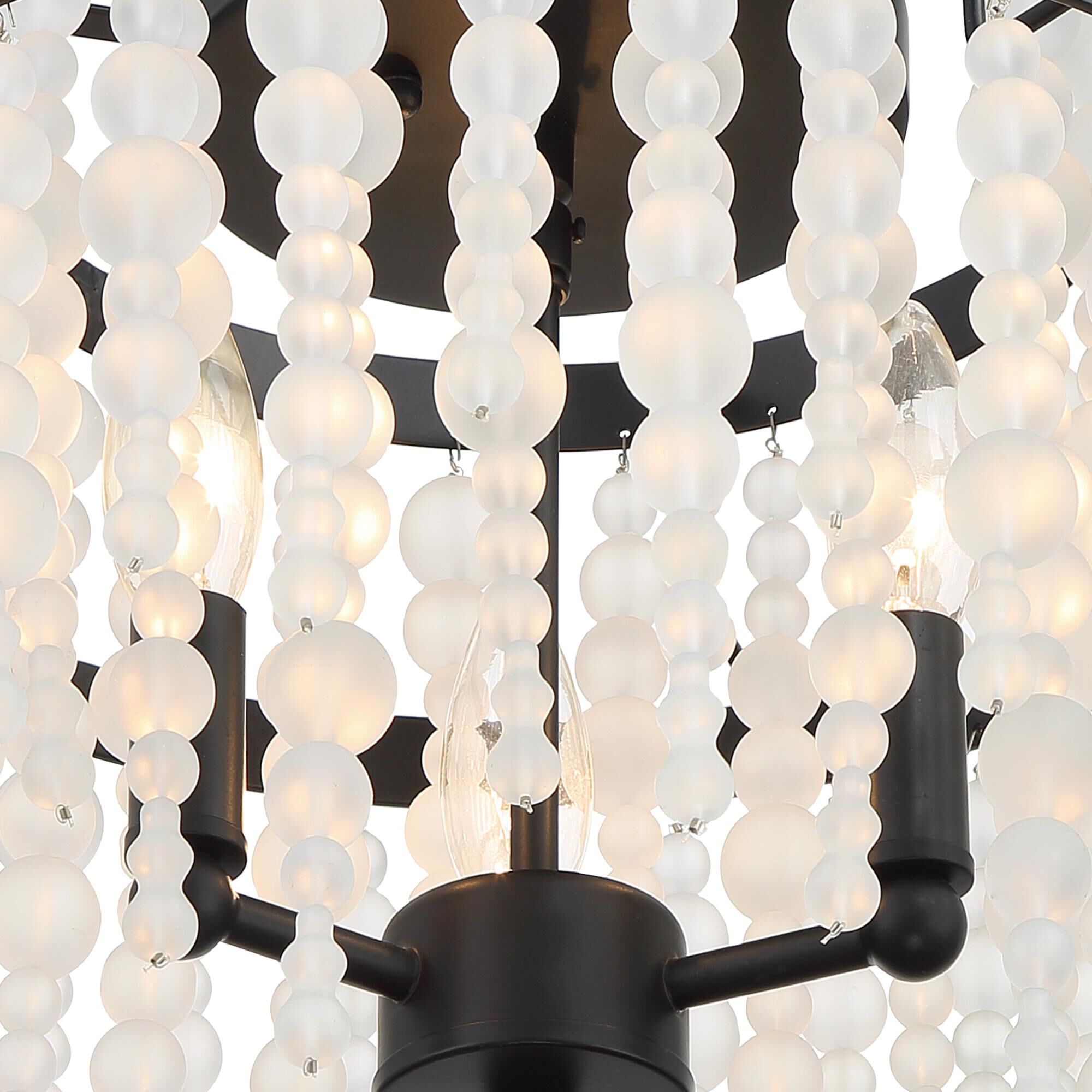 Shown in Matte Black finish and Frosted Glass Beads crystal