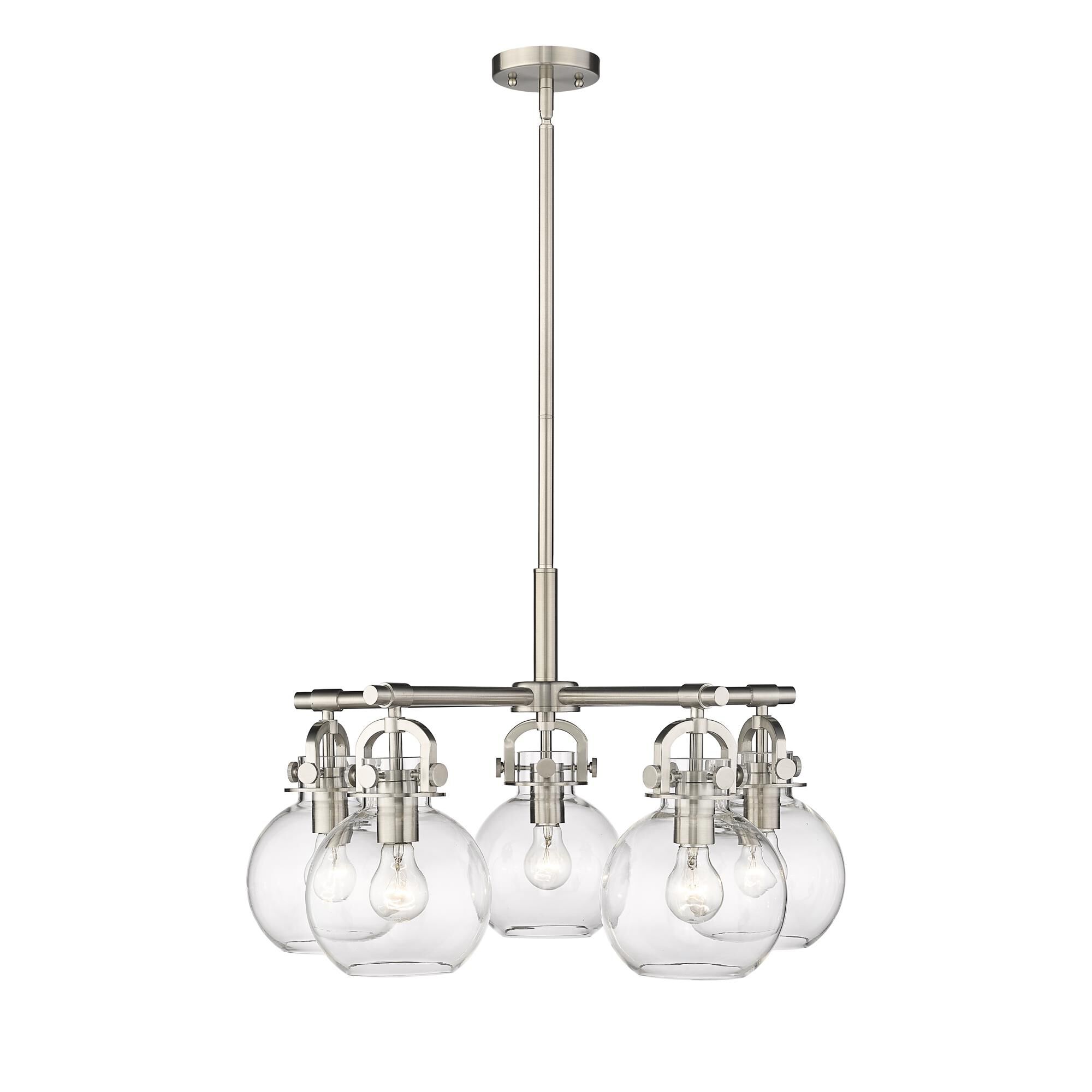 Shown in Satin Nickel finish and Clear glass