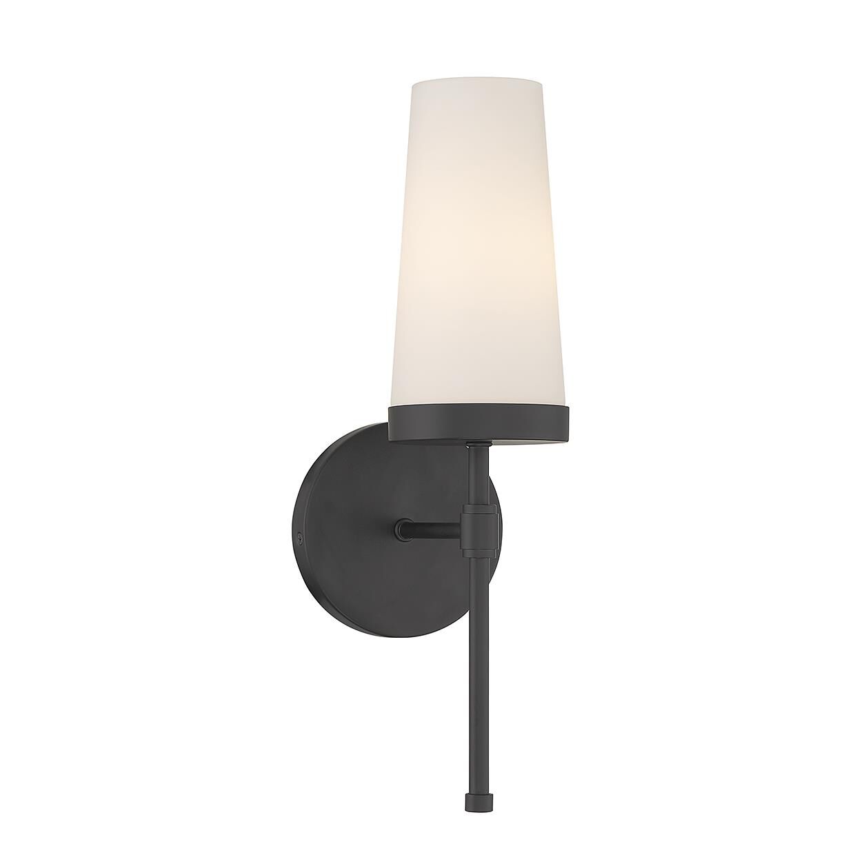 Shown in Matte Black finish and White Opal glass and Glass shade