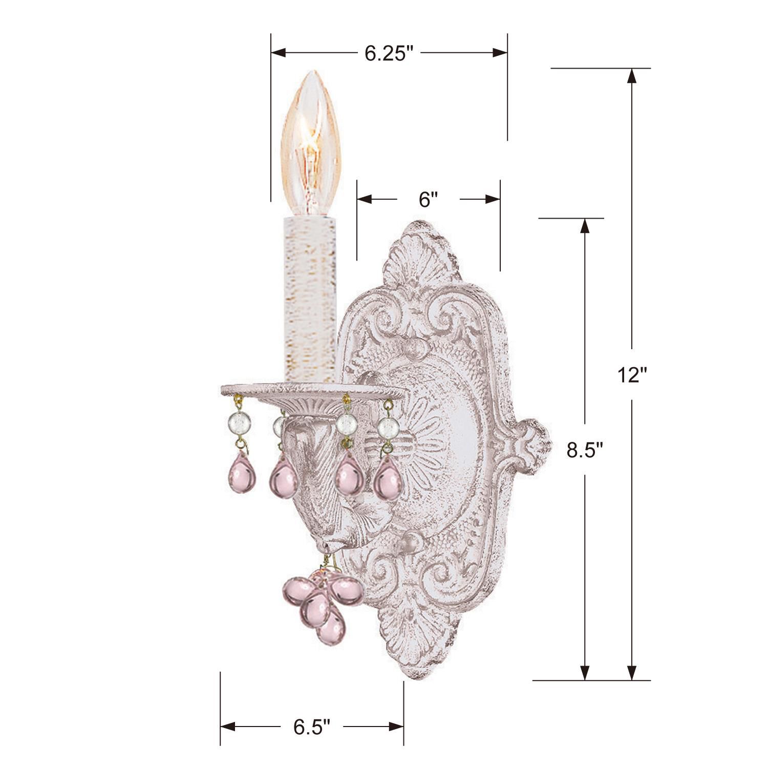 Shown in Antique White finish and Murano crystal