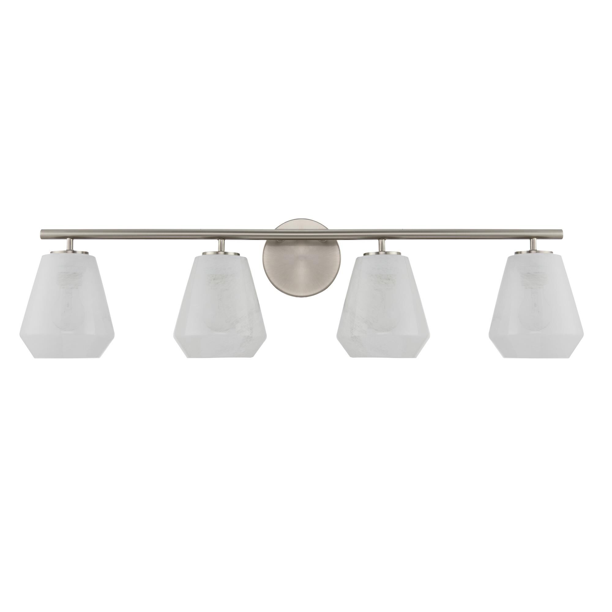 Shown in Brushed Nickel finish and Wispy White glass