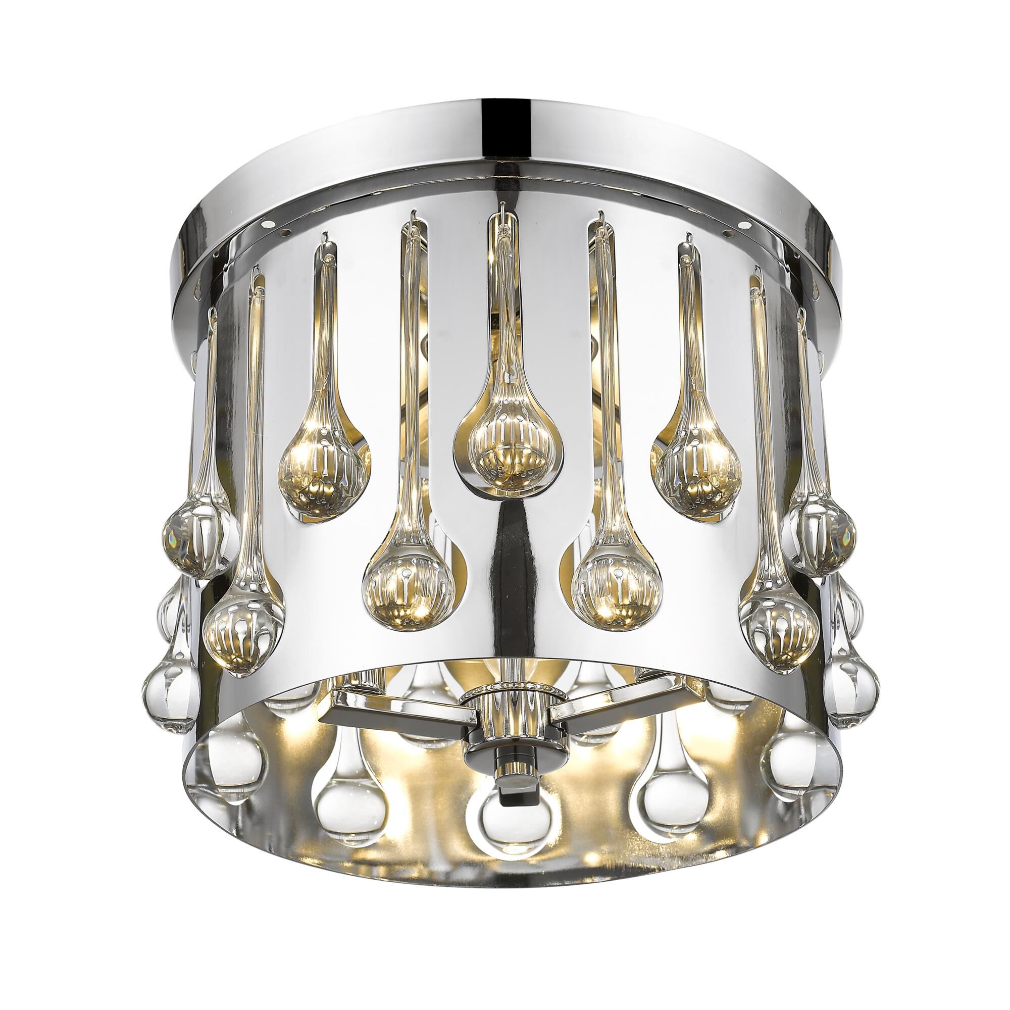 Shown in Chrome finish and Crystal + Steel glass and Crystal + Steel shade