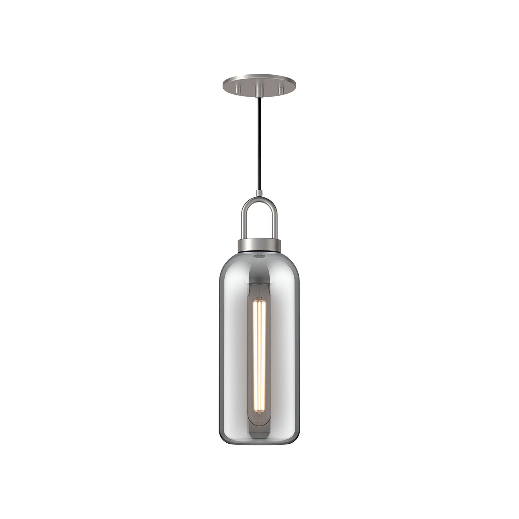 Shown in Brushed Nickel finish and Smoked Solid glass