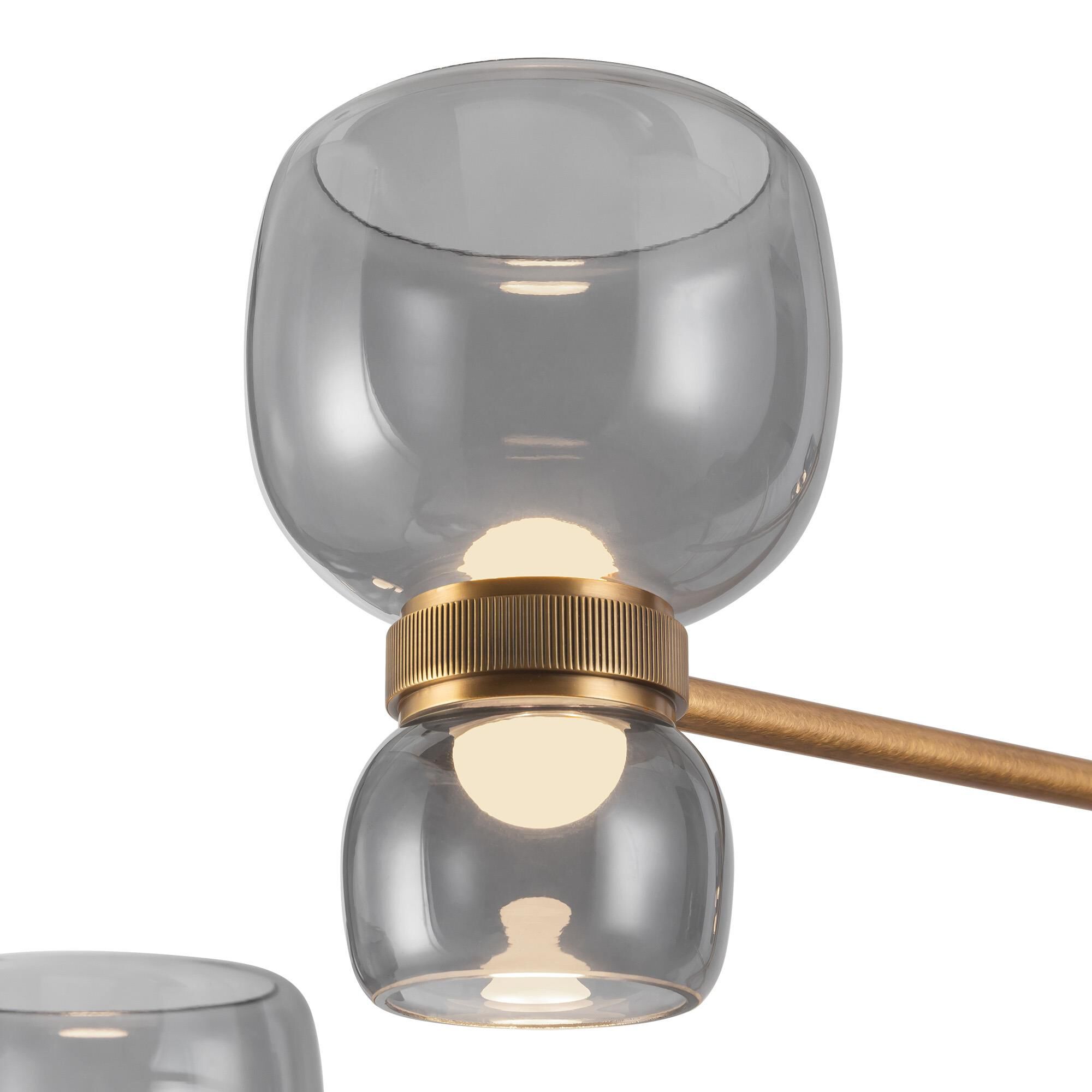 Shown in Vintage Brass finish and Smoked glass