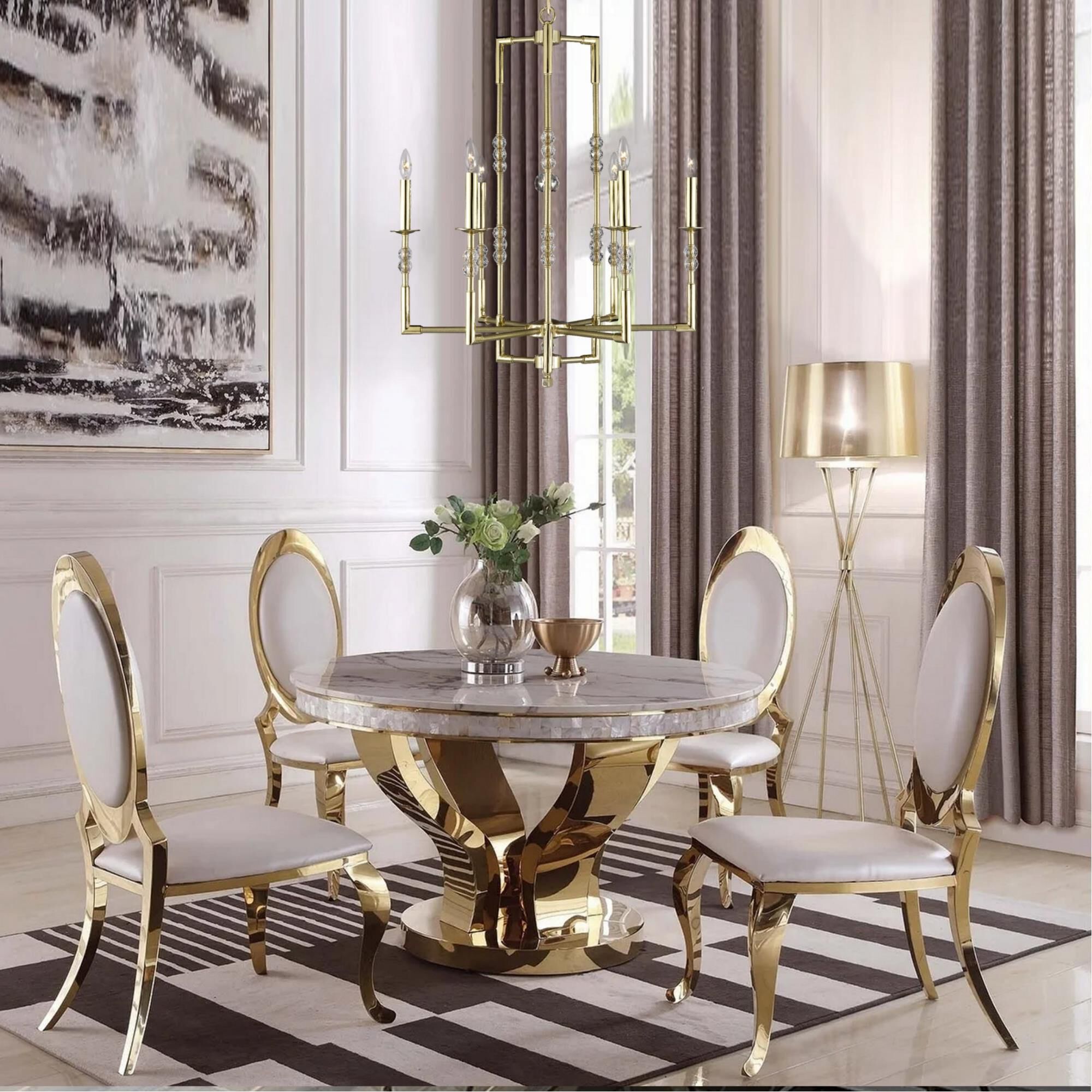 Magro 6 Light Chandelier by American Brass and Crystal