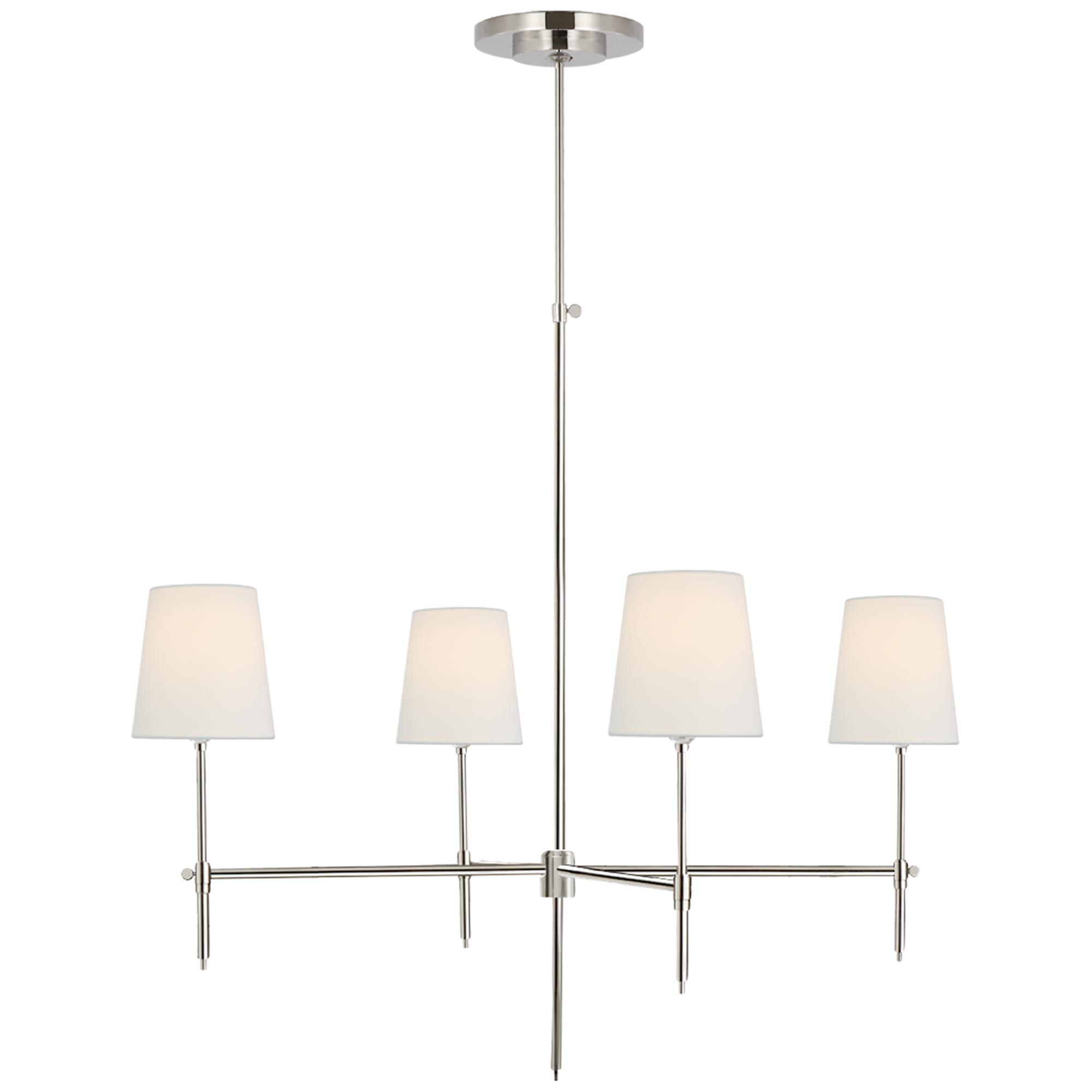 Shown in Polished Nickel finish and Linen shade