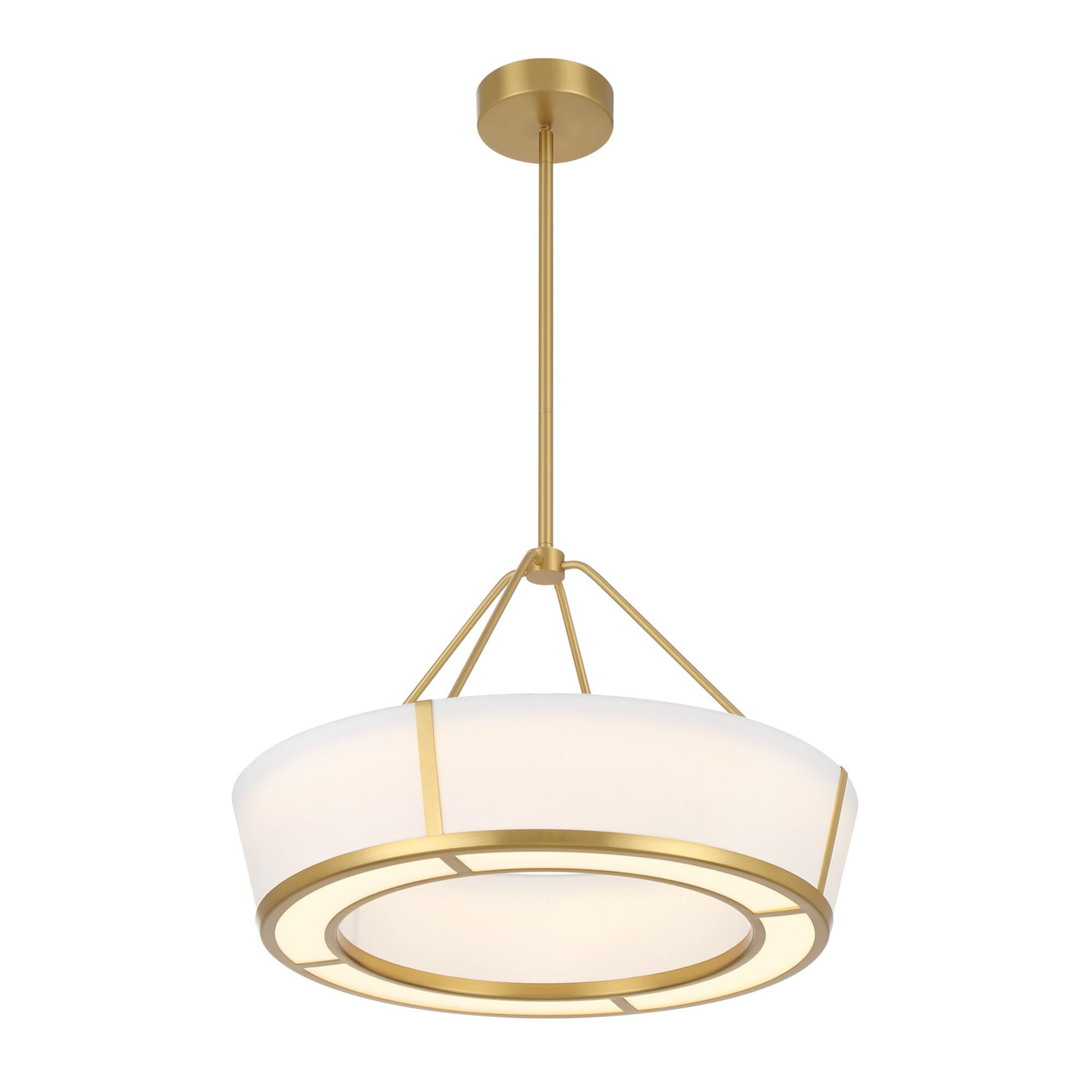 Shown in Luxe Gold finish and Fabric glass and Fabric shade