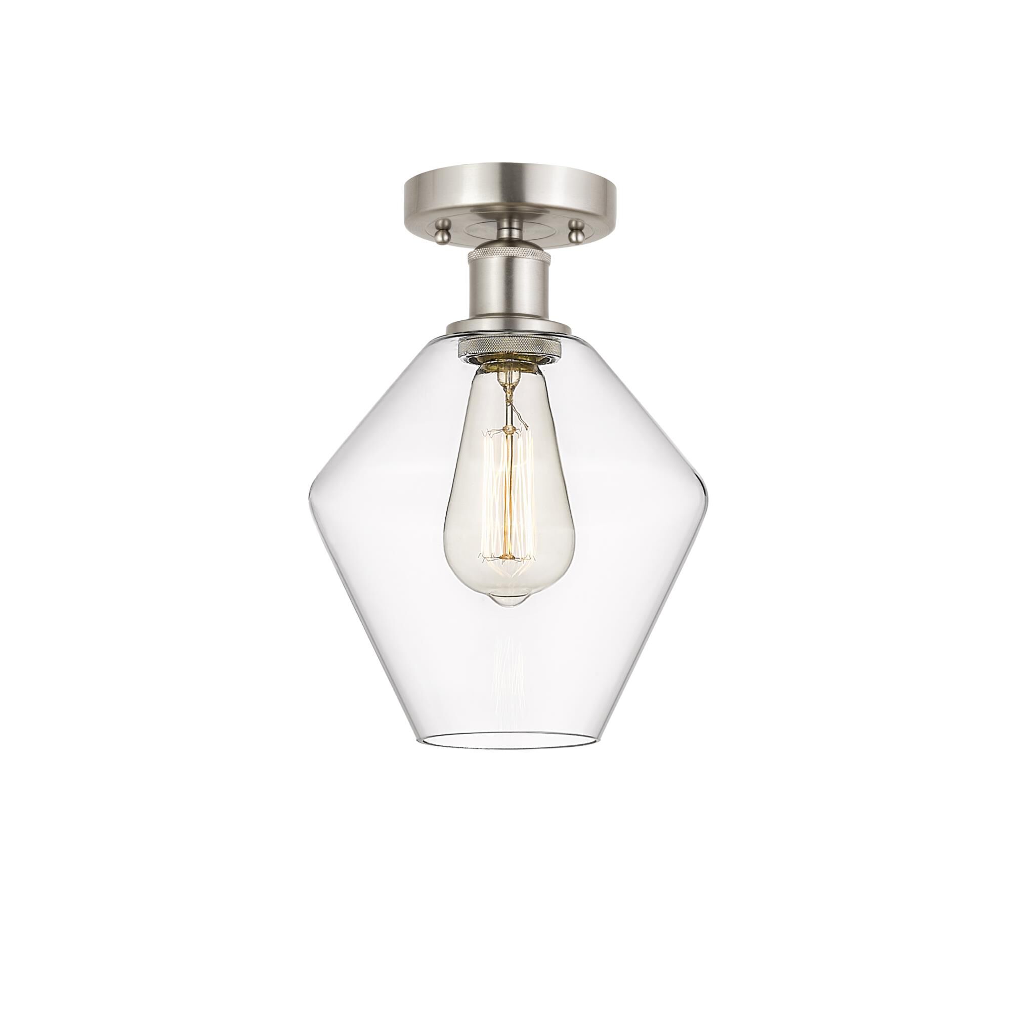 Shown in Brushed Satin Nickel, Clear finish and Clear glass and Clear Glass shade