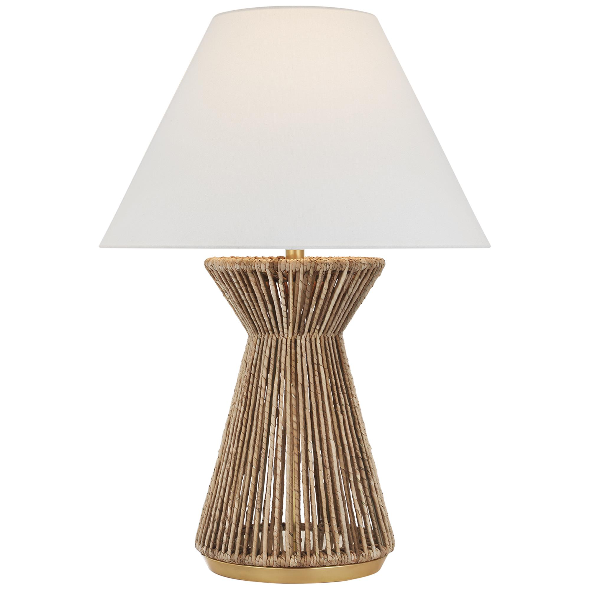 Shown in Natural Abaca and Antique-Burnished Brass finish