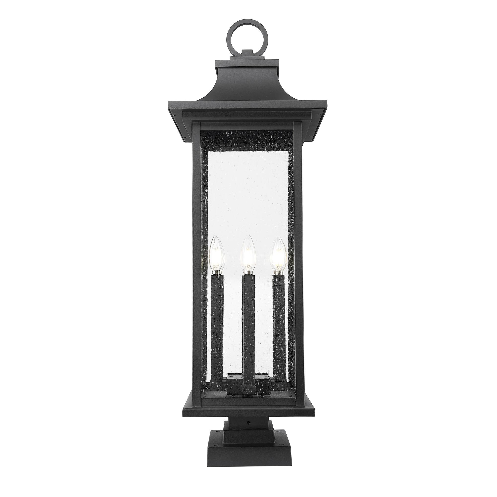 Shown in Black finish and Clear Seedy glass and Clear Seedy shade