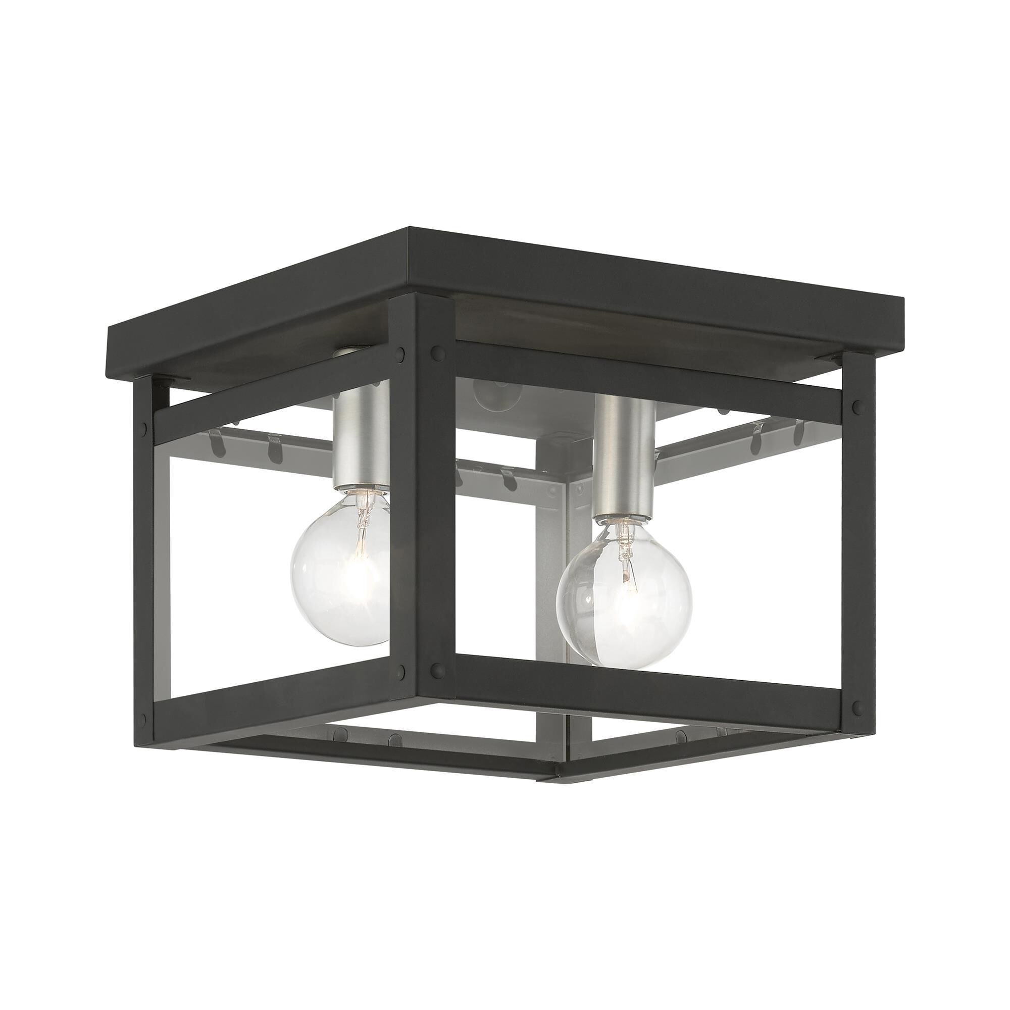 Shown in Black with Brushed Nickel Finish Candles finish and Clear glass