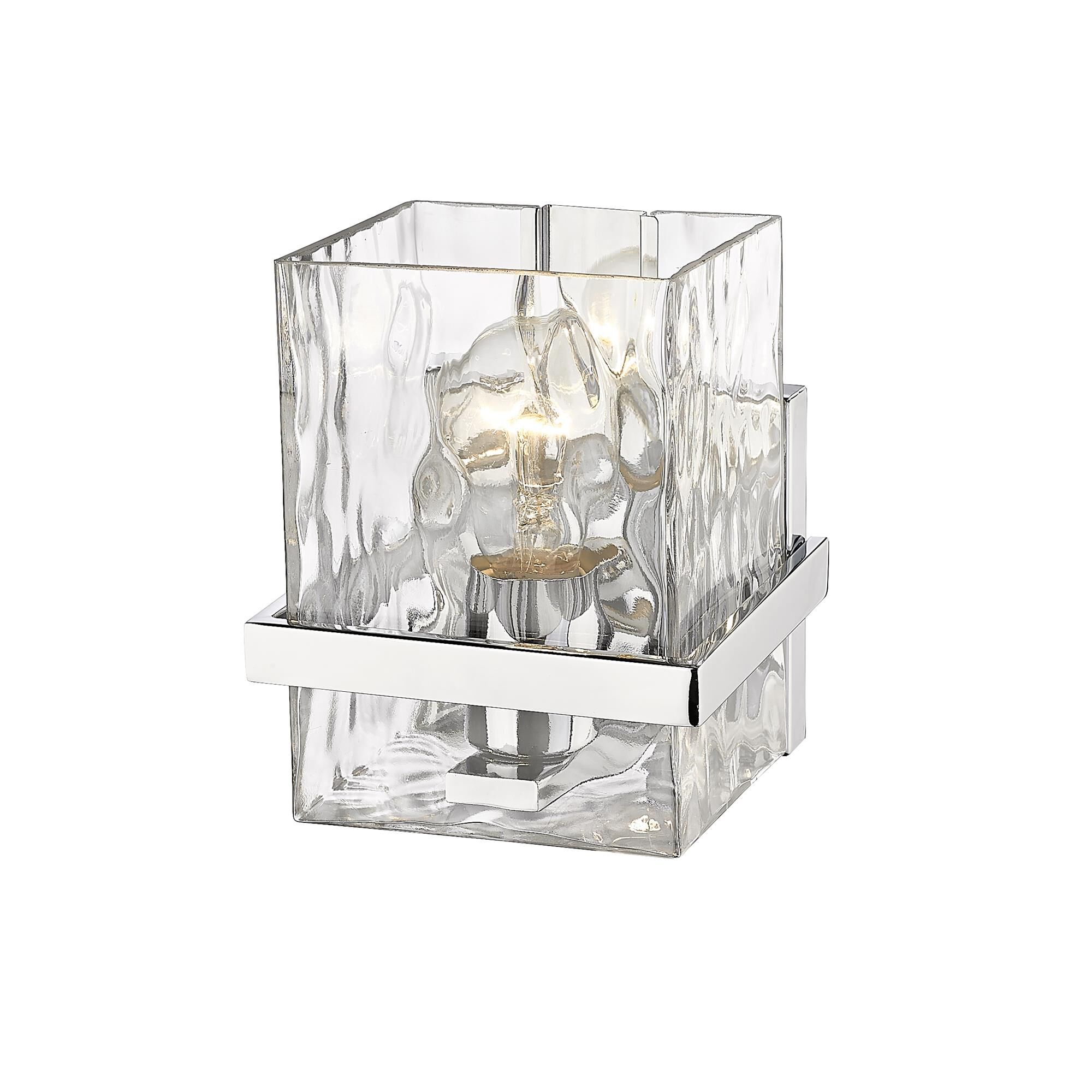 Shown in Chrome finish and Glass shade