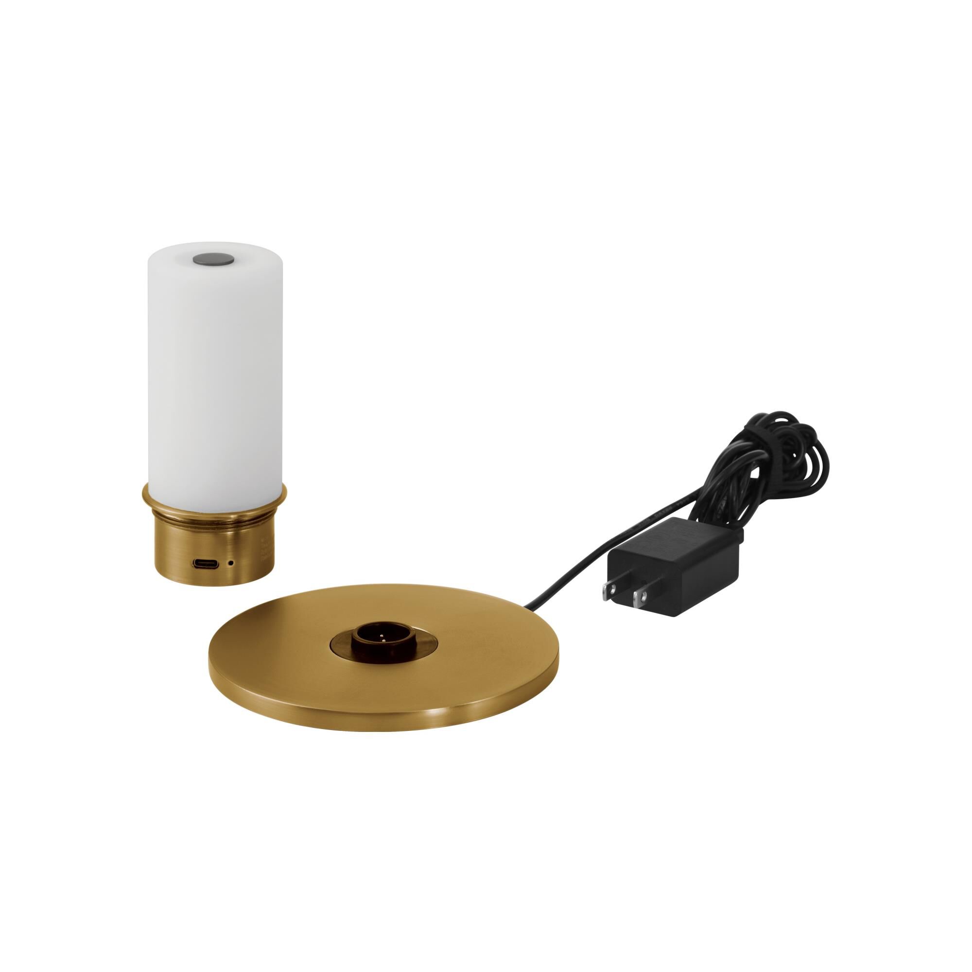 Shown in Brass finish and Off White Shantung shade