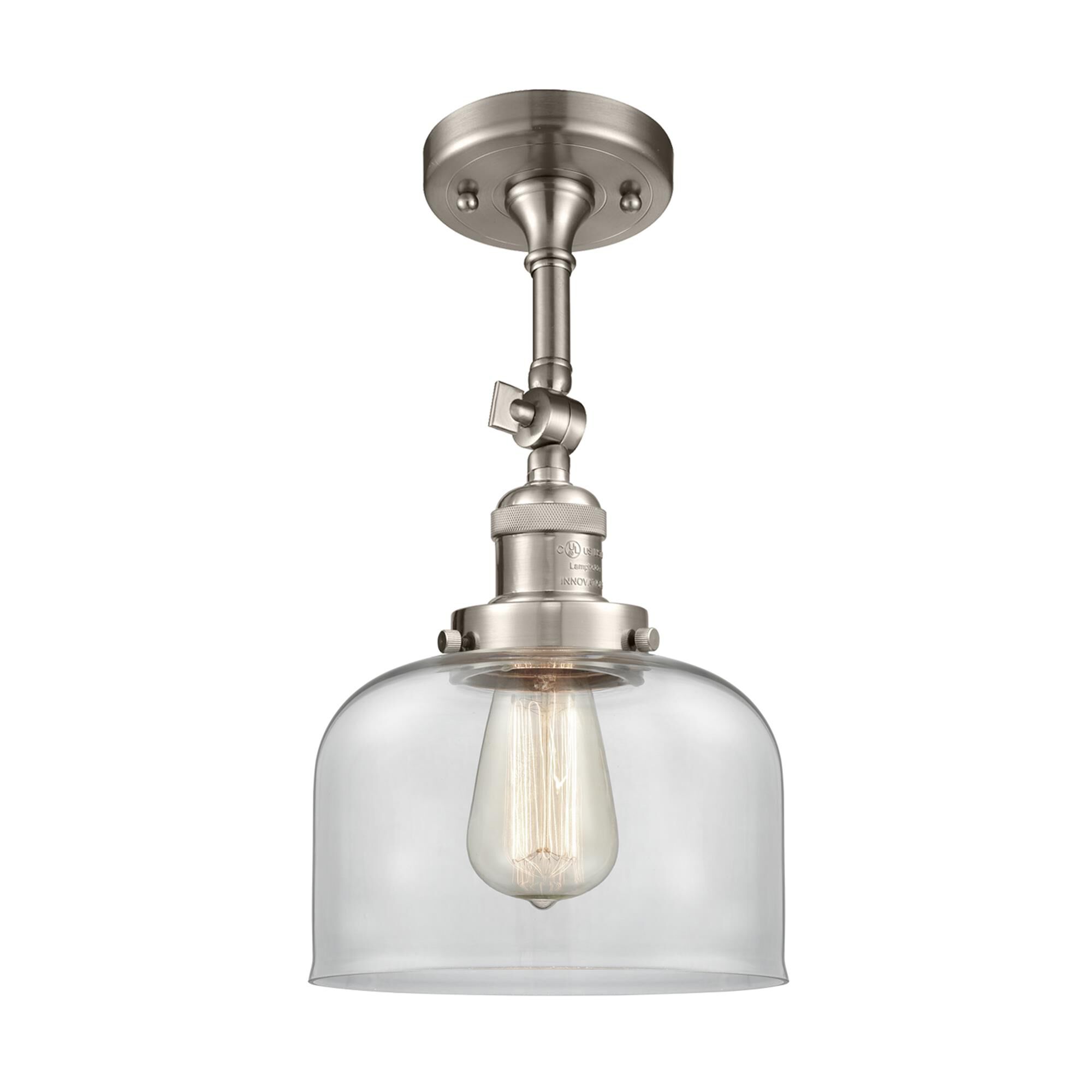 Shown in Brushed Satin Nickel finish and Clear glass