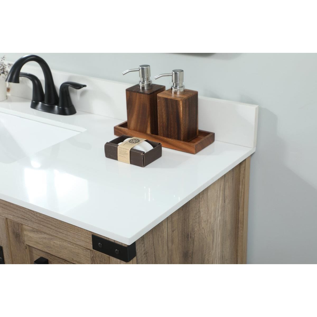 Shown in Natural Oak finish and With Backsplash accent