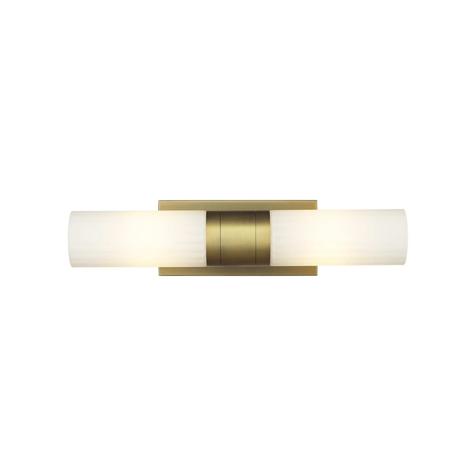 Shown in Brushed Brass finish and Matte White glass and Matte White Glass shade