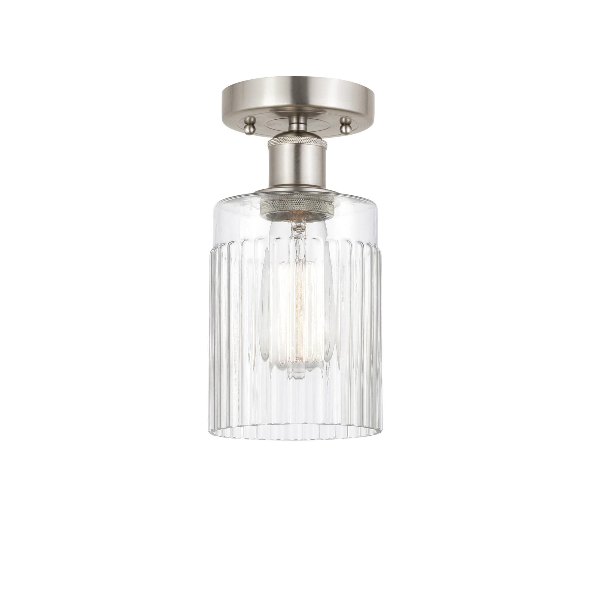 Shown in Brushed Satin Nickel, Clear finish and Clear glass and Clear Glass shade