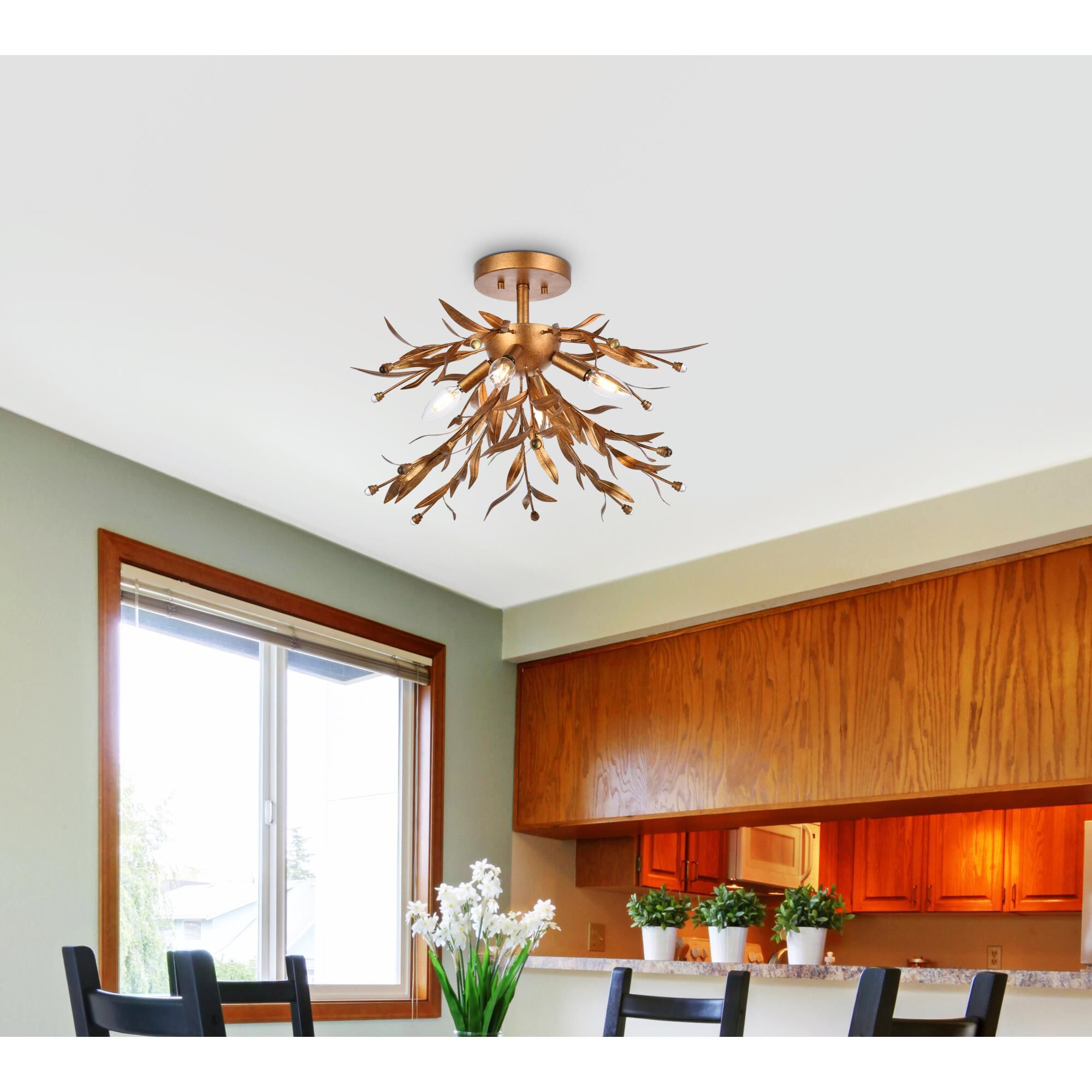 Priscilla 18 Inch 4 Light Semi Flush Mount by Elegant Lighting