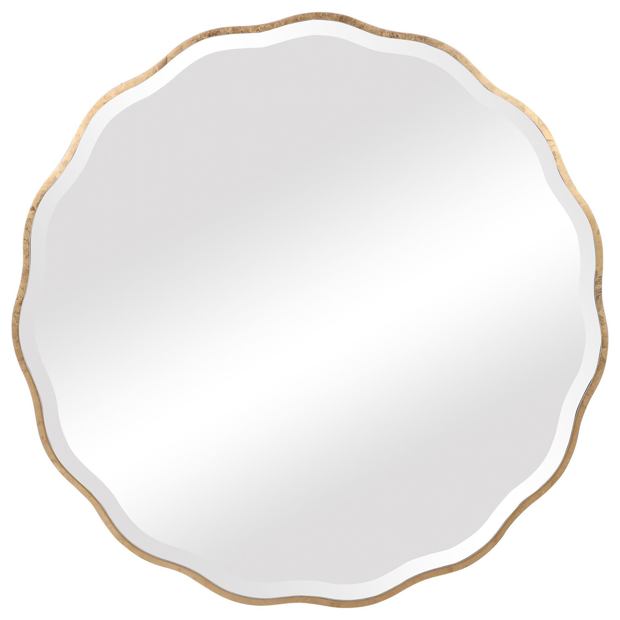 Shown in Showcasing A Feminine Scalloped Edge, This Shaped Wood Mirror Adds Whimsical Flair To Any Design. Th finish