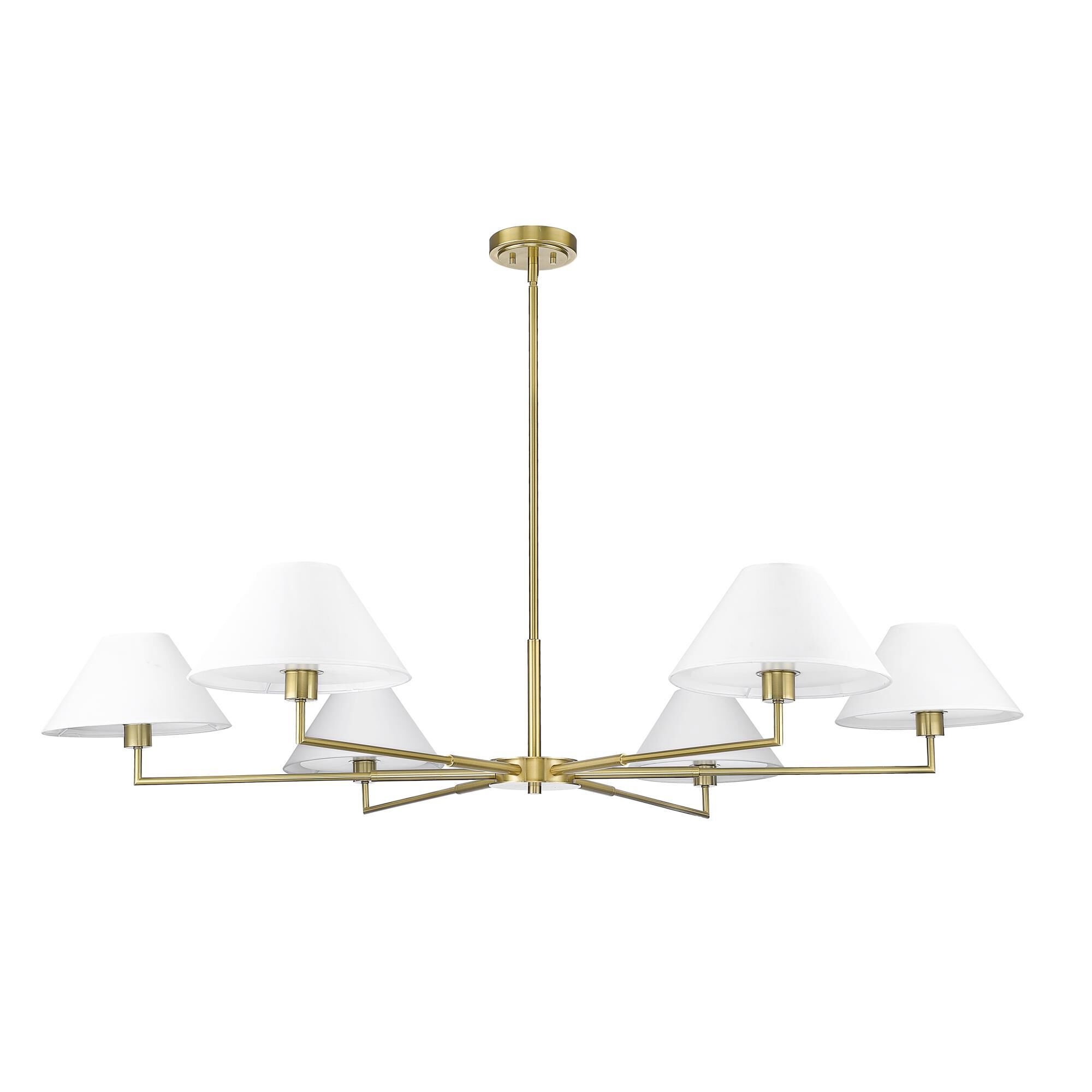 Shown in Luxe Gold finish and White Linen shade